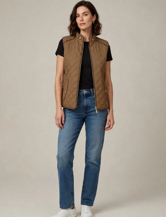 Classic Quilted Front Zip Up Padded Vest