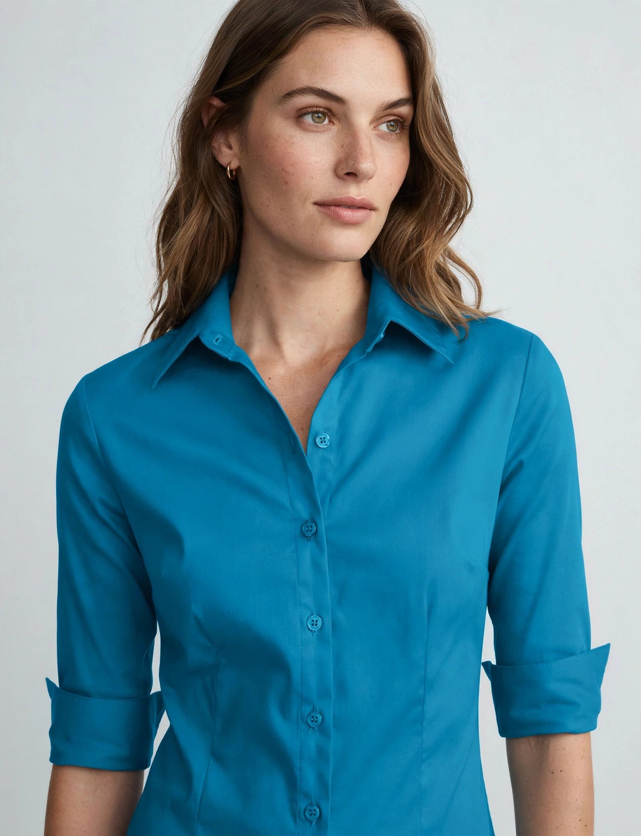 Roll Up 3/12 Sleeve Button Down Shirts With Stretch