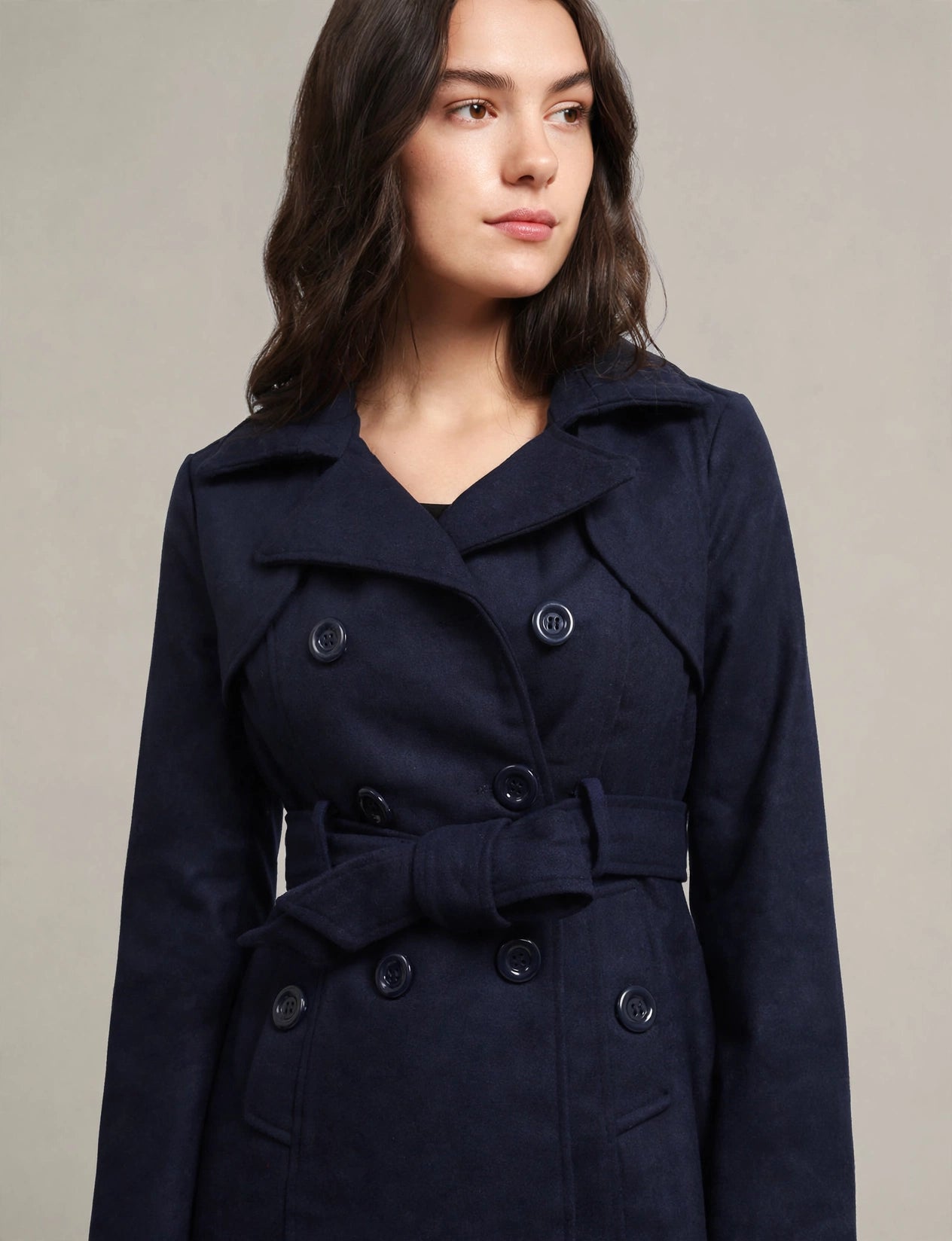 Tweed Double-Breasted Trench Pea Coat