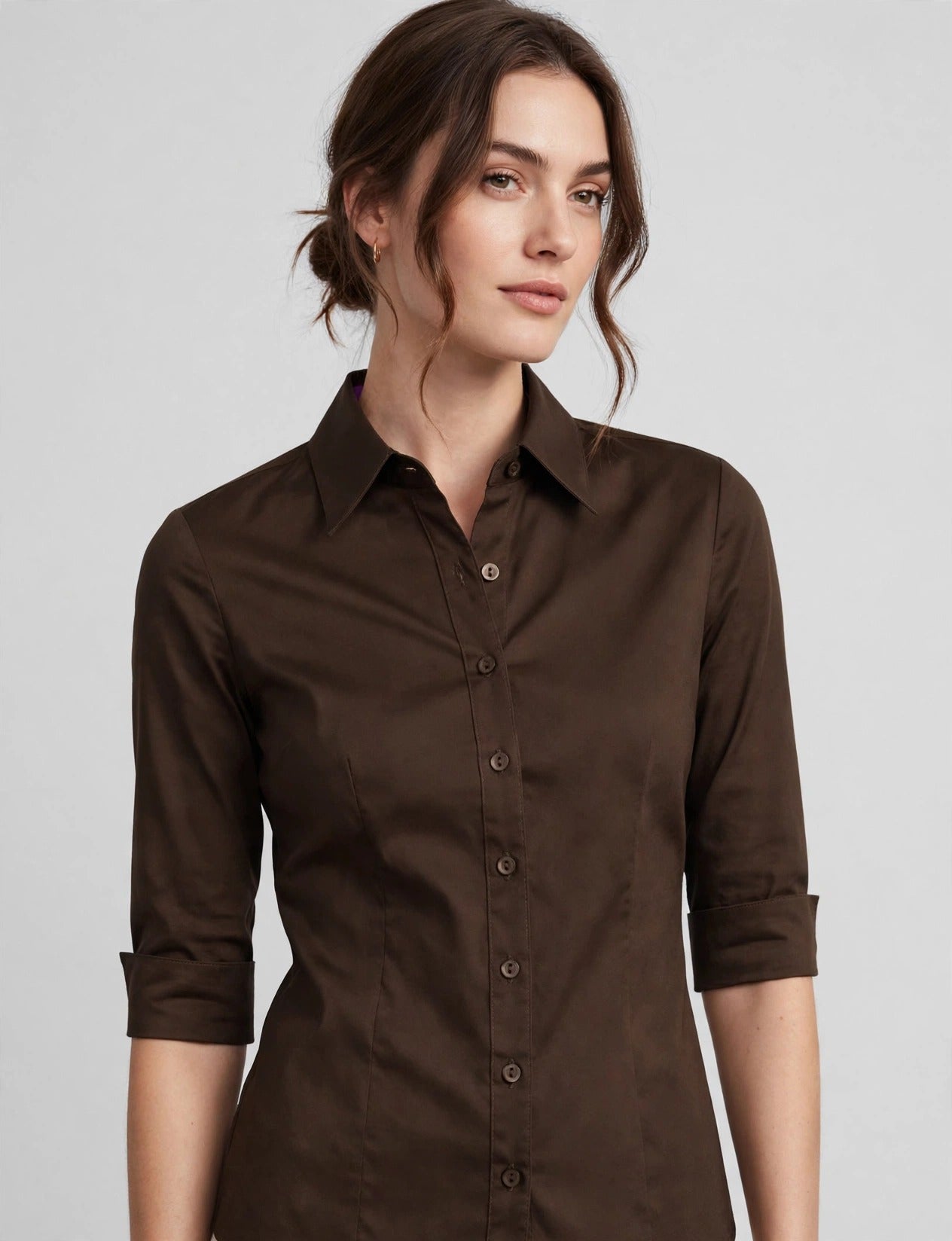 Tailored 3/4 Sleeve Button Down Office Shirts