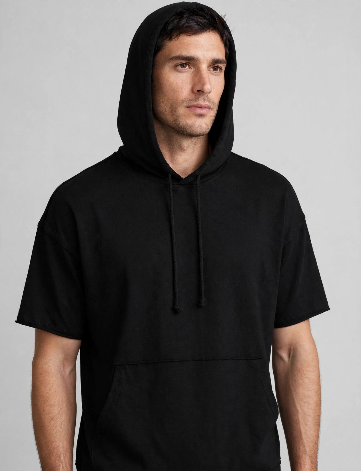 Men's Longline Hipster Hip Hop Short Sleeve Hoodie Shirts