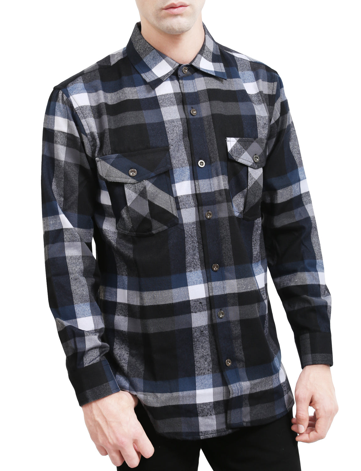 LIGHT WEIGHT LONG SLEEVE PLAID BUTTON DOWN DRESS SHIRTS NEMT41