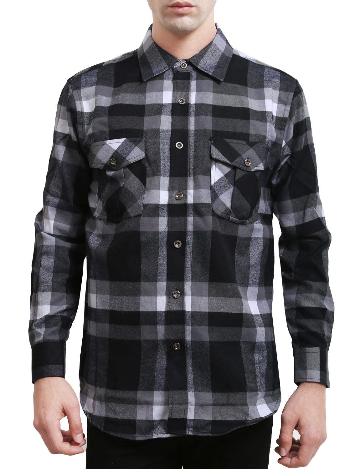 LIGHT WEIGHT LONG SLEEVE PLAID BUTTON DOWN DRESS SHIRTS NEMT41