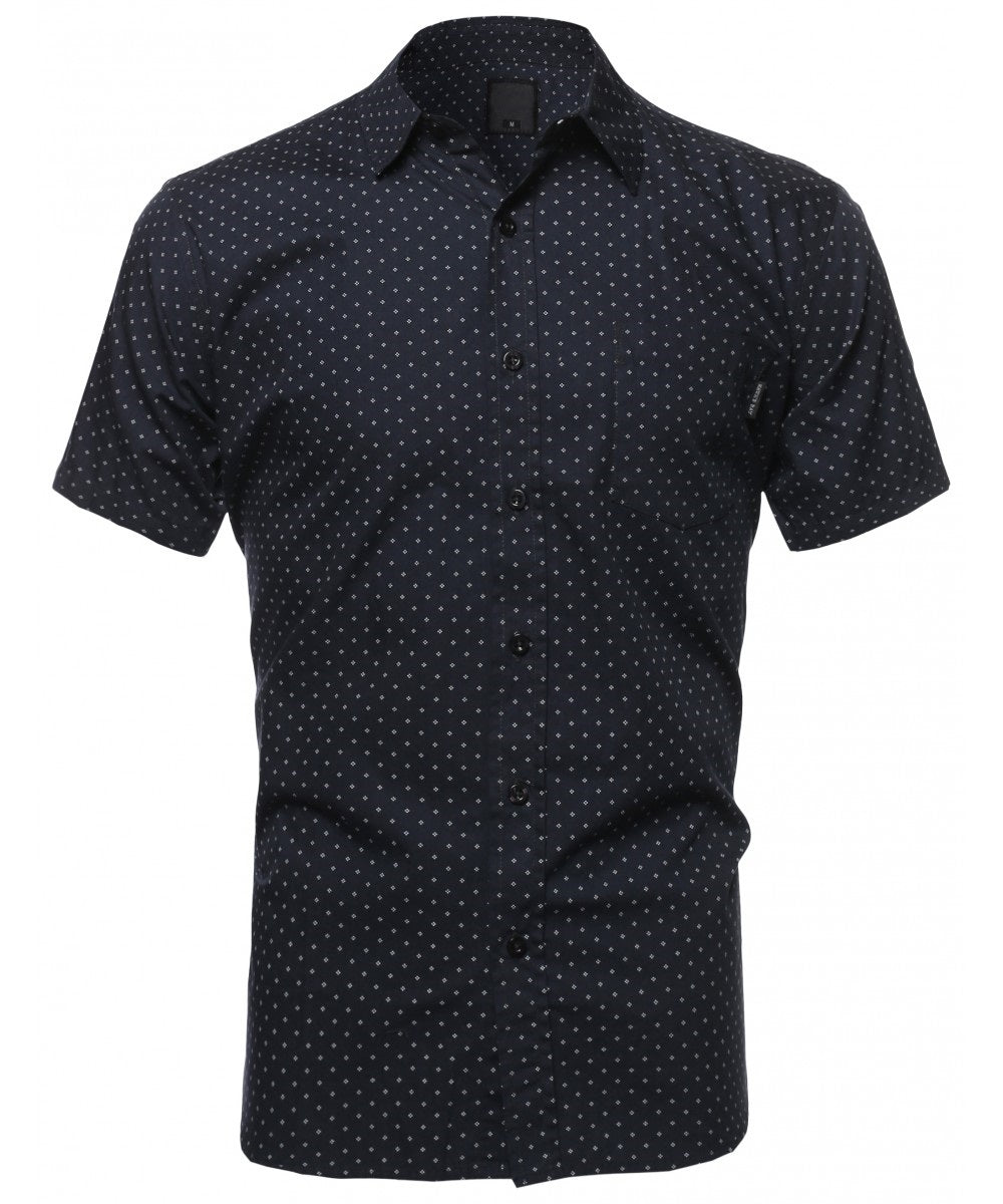 CASUAL DRESS SOLID SHORT SLEEVE FITTED BUTTON DOWN OXFORD SHIRTS NEMT8002 PLUS
