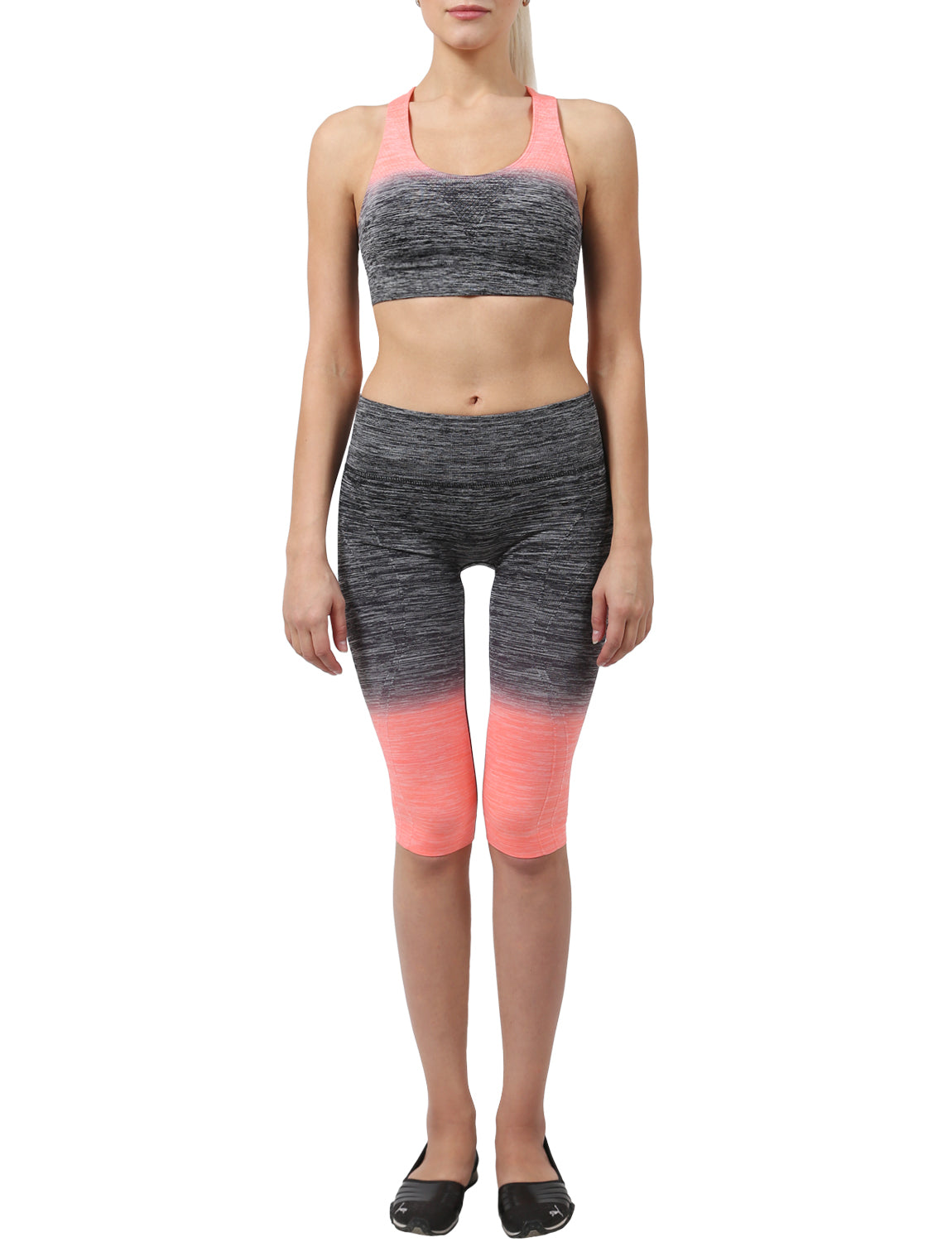 LIGHT WEIGHT FUNCTIONAL SEAMLESS BRA TOP CAPRI PANTS ACTIVE SET NEWAS02