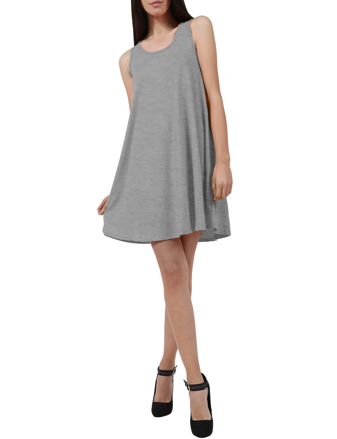 LIGHT WEIGHT STRETCH ABOVE KNEE SLEEVELESS FLARED SWING DRESS NEWDR37