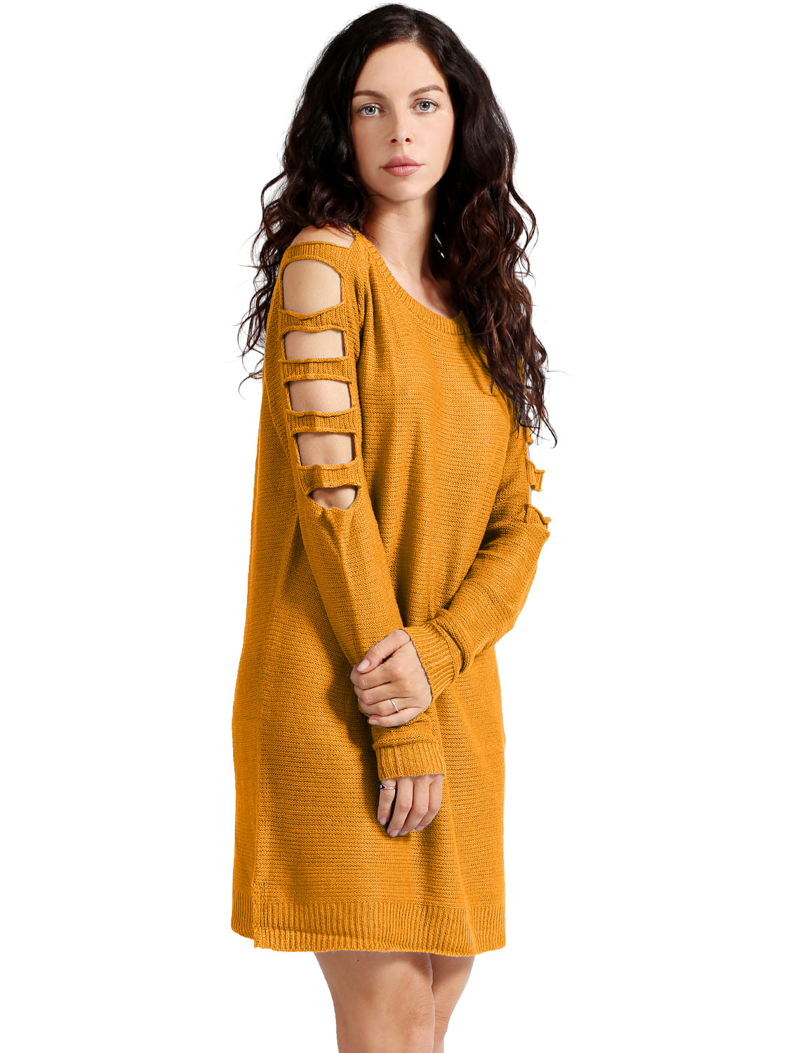 LADDER LONG SLEEVE LOOSE FIT TUNIC SWEATER DRESS NEWDR90