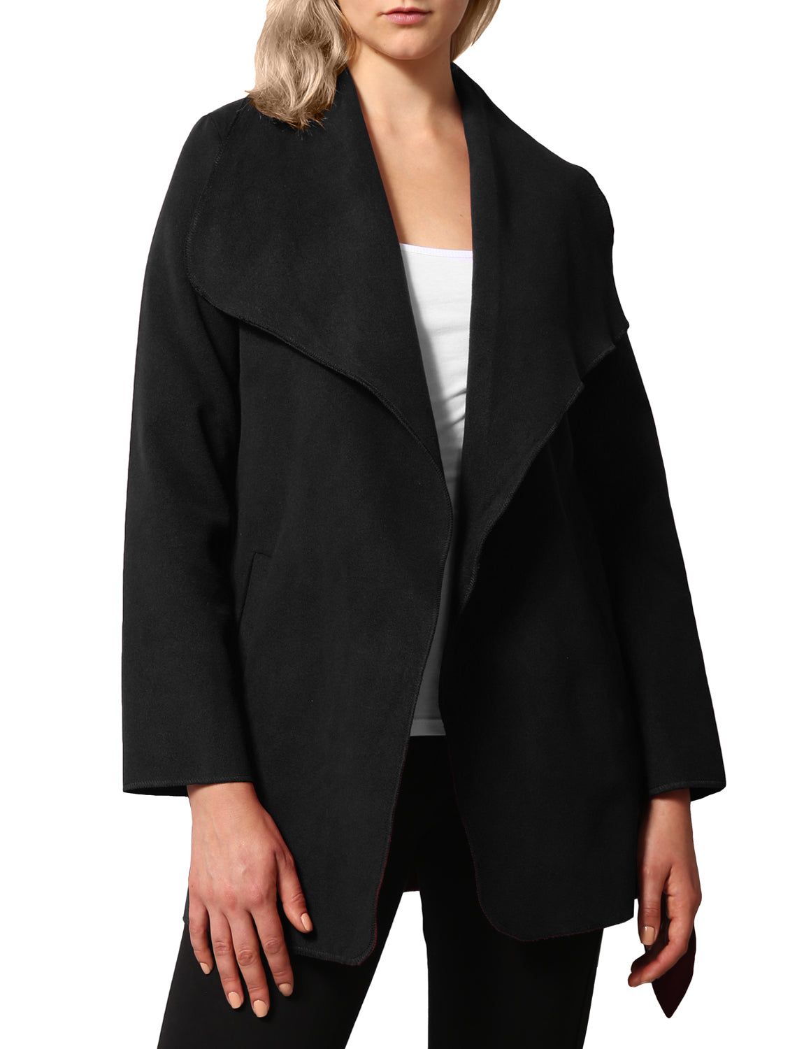 WOMEN’S DRAPE FRONT BELT WAIST TRENCH COAT CARDIGAN NEWJ126