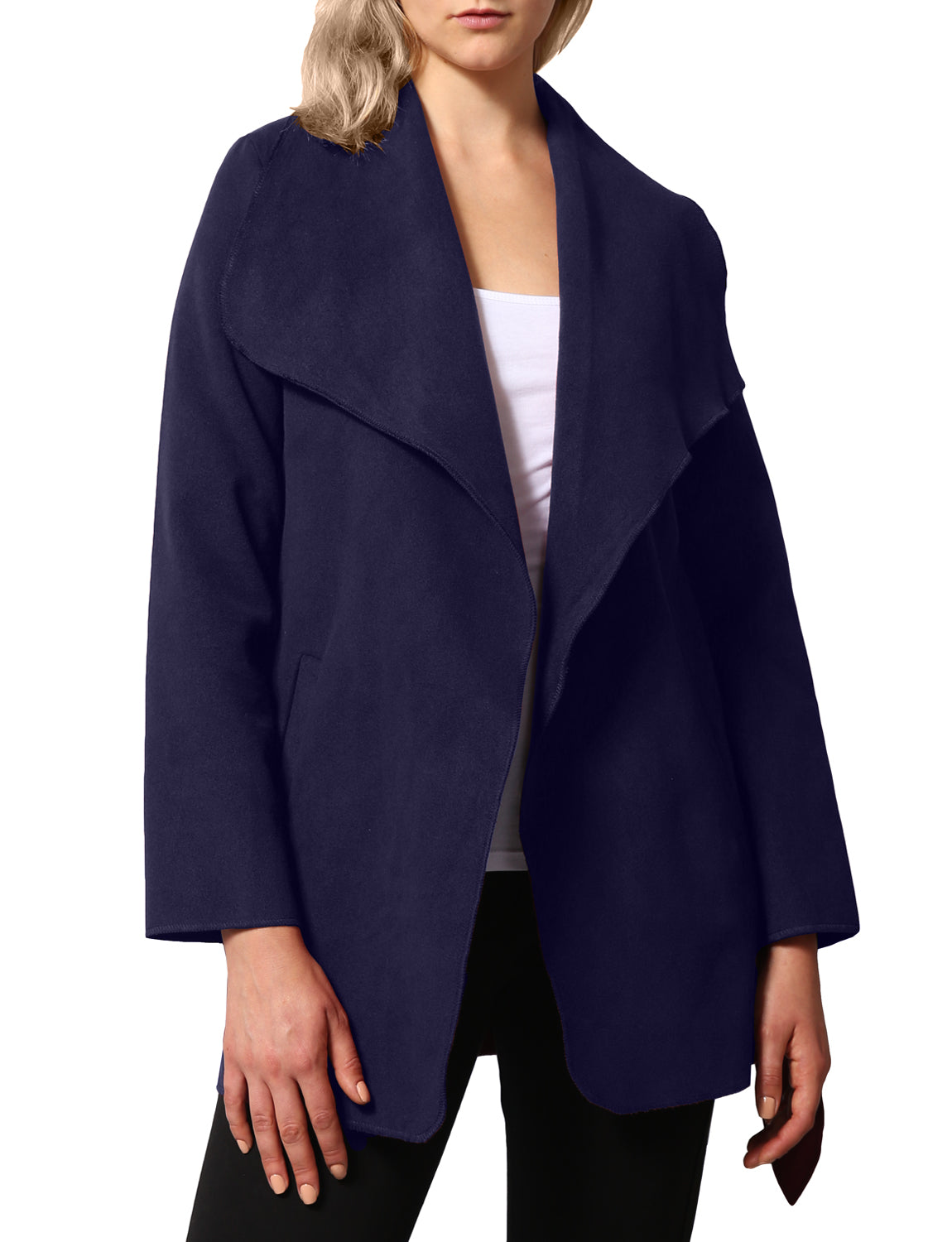 WOMEN’S DRAPE FRONT BELT WAIST TRENCH COAT CARDIGAN NEWJ126