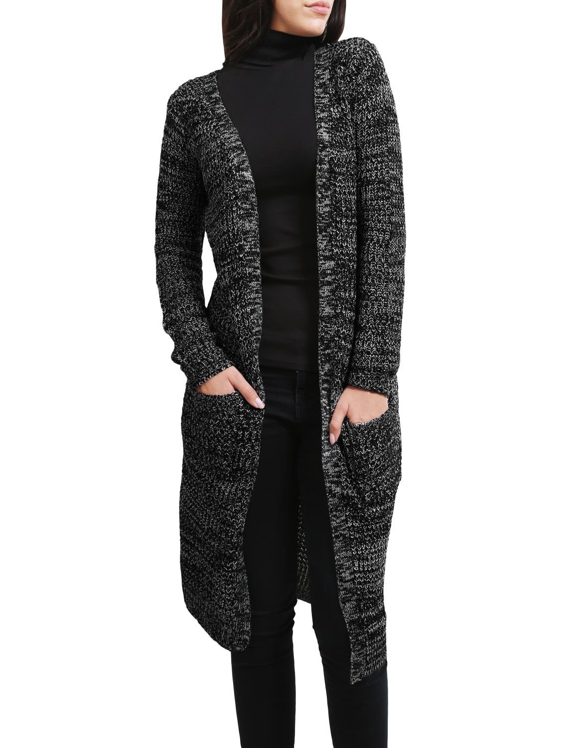 LIGHT WEIGHT OPEN FRONT KNEE LENGTH LONG SLEEVE CARDIGAN SWEATER NEWJ54