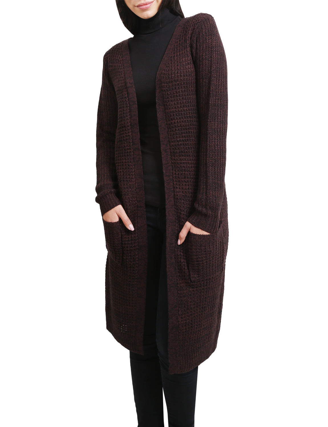 LIGHT WEIGHT OPEN FRONT KNEE LENGTH LONG SLEEVE CARDIGAN SWEATER NEWJ54