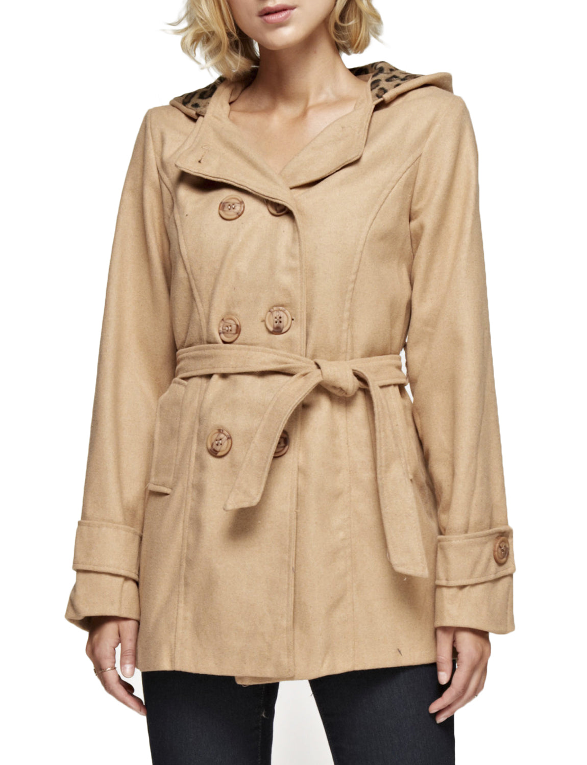 CLASSIC DOUBLE BREASTED PEA COAT WITH BELTS NEWJ914