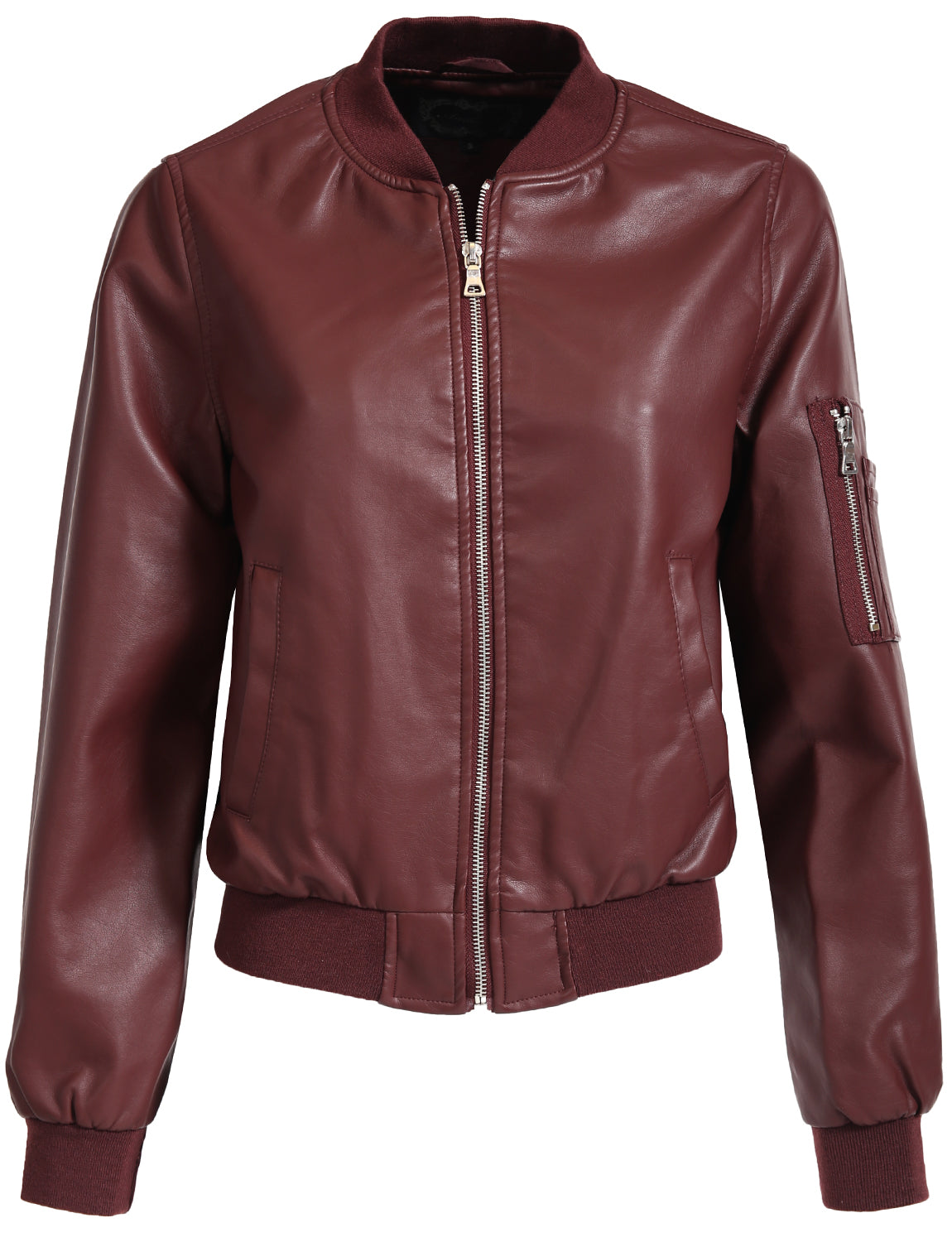 FITTED MIXED MEDIA FAUX LEATHER ZIP-UP MOTO JACKET WITH HOODIE NEWJ98