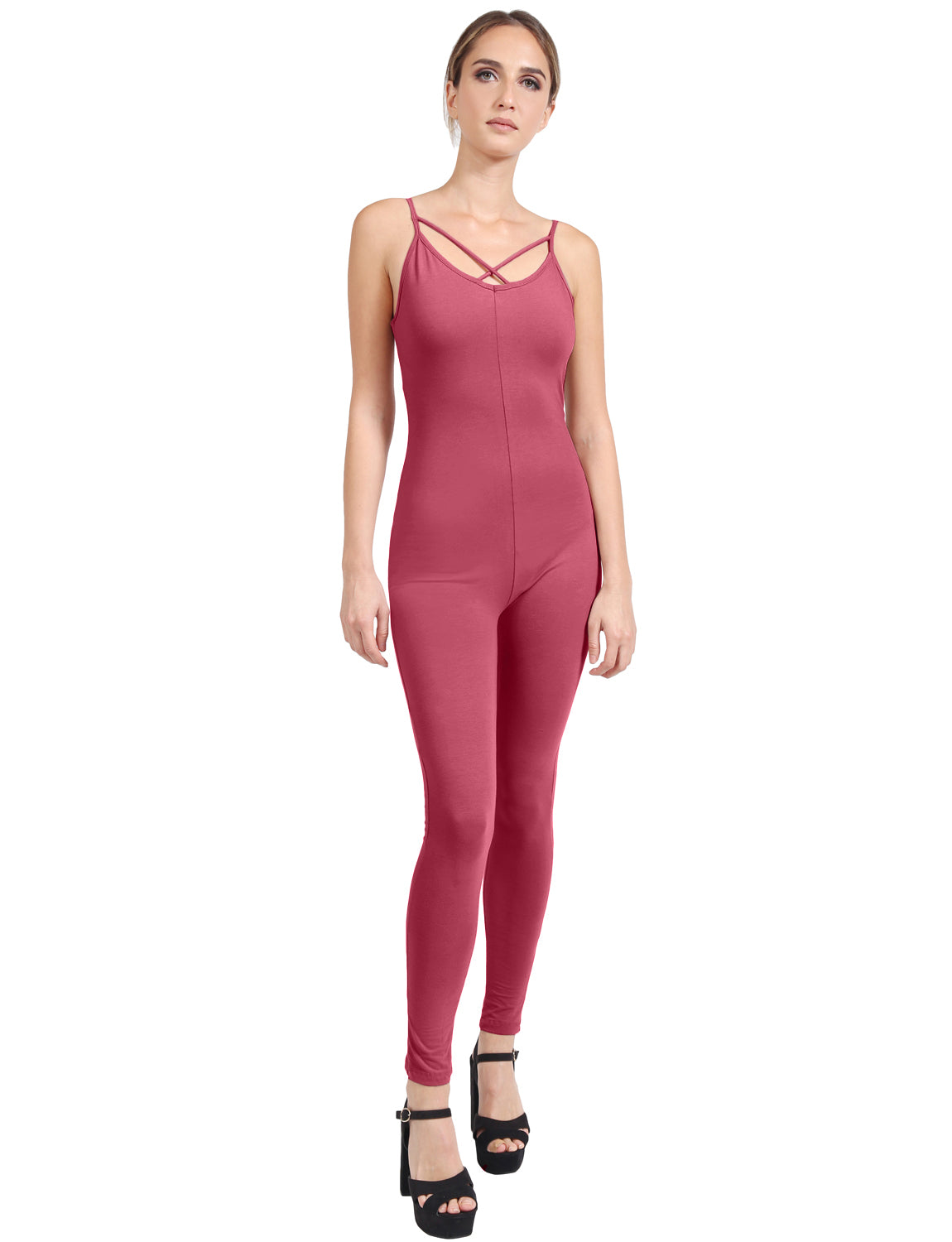 SEXY SLEEVELESS SPAGHETTI STRAP FITTED BODYCON JUMPSUITS NEWJS07