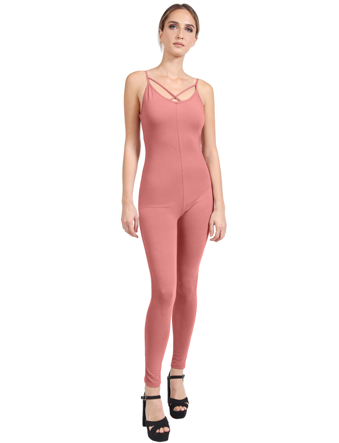 SEXY SLEEVELESS SPAGHETTI STRAP FITTED BODYCON JUMPSUITS NEWJS07