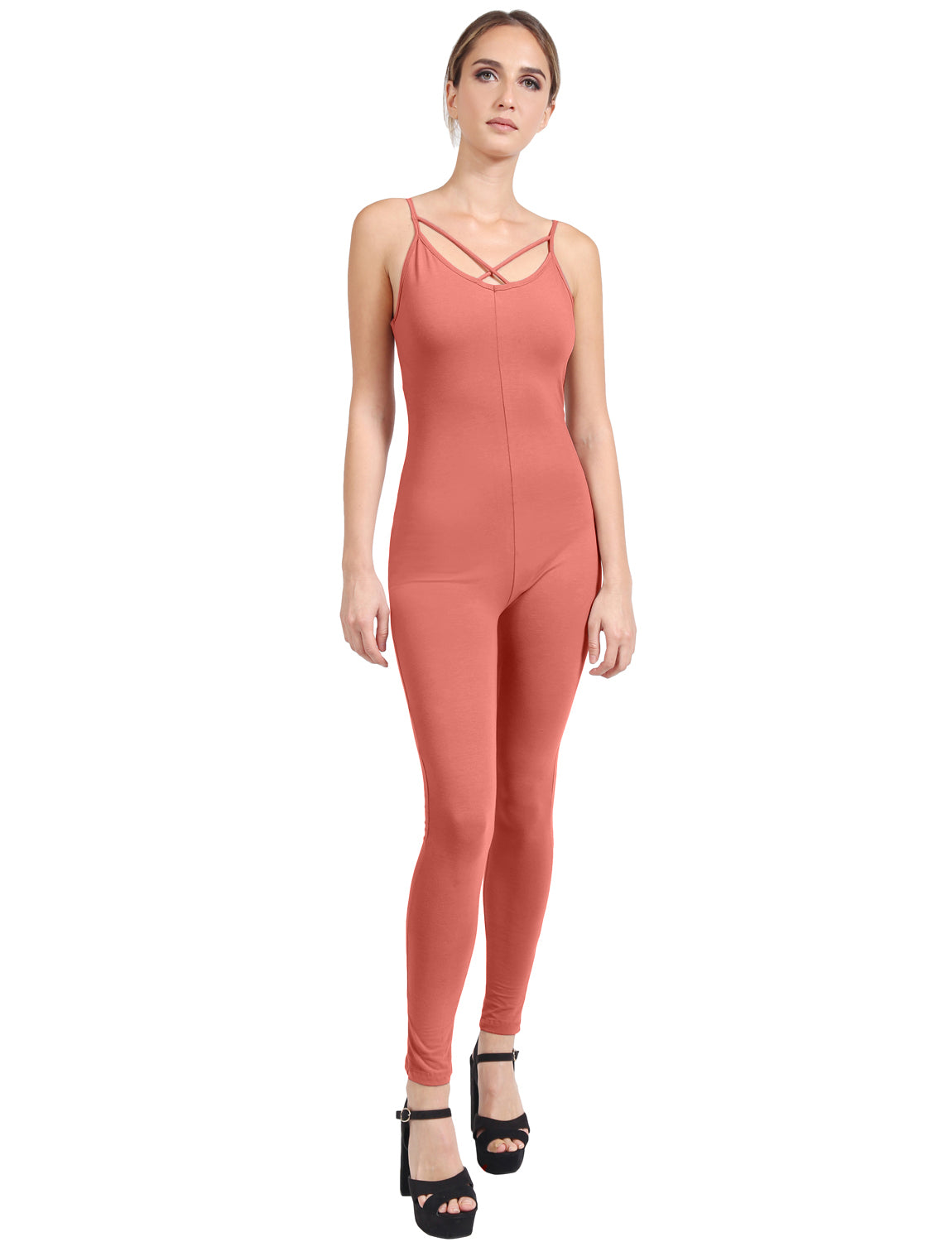 SEXY SLEEVELESS SPAGHETTI STRAP FITTED BODYCON JUMPSUITS NEWJS07