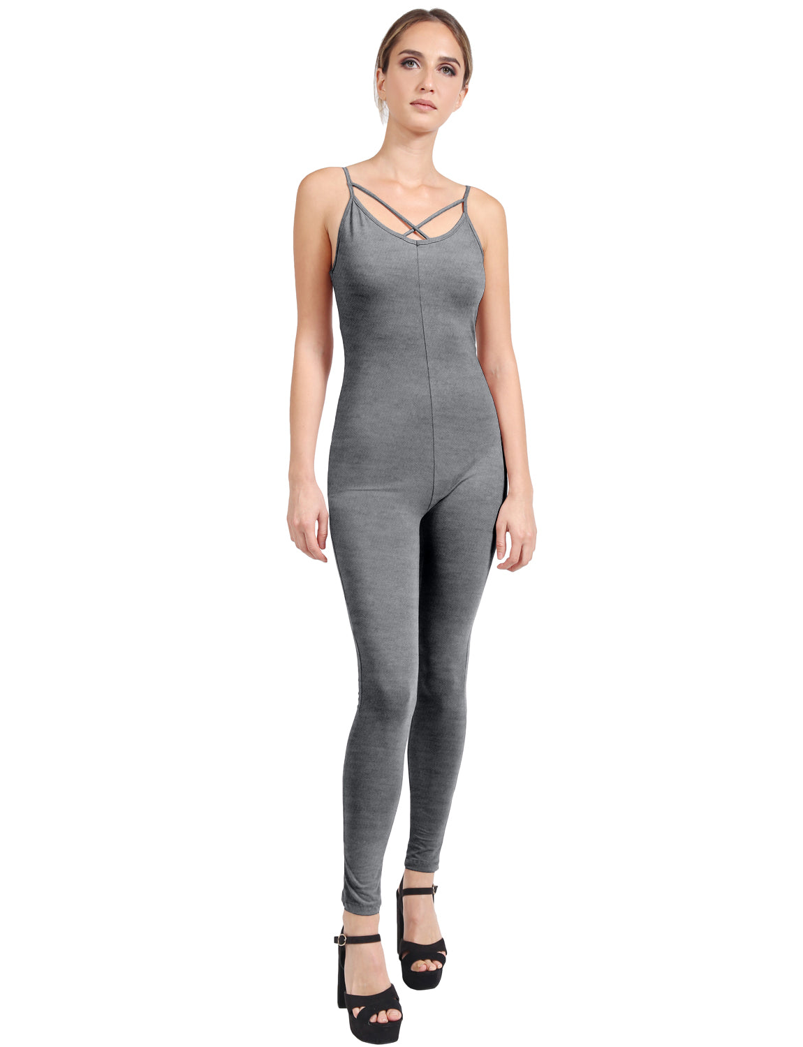 SEXY SLEEVELESS SPAGHETTI STRAP FITTED BODYCON JUMPSUITS NEWJS07