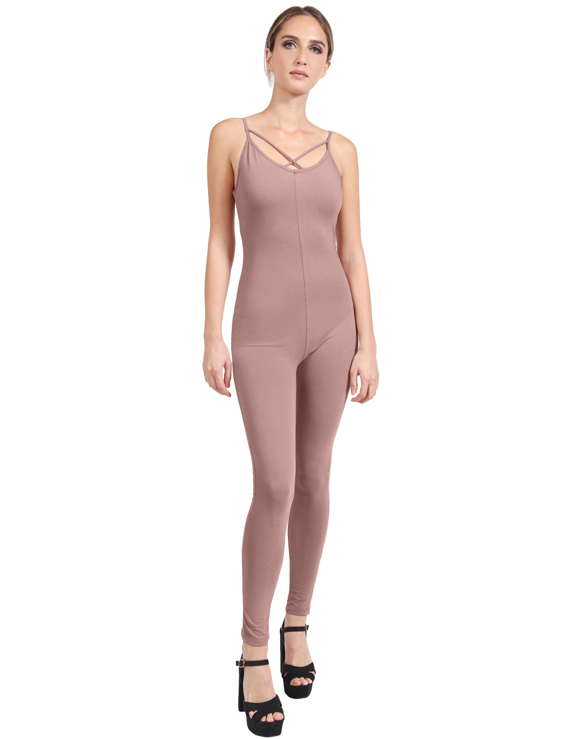 SEXY SLEEVELESS SPAGHETTI STRAP FITTED BODYCON JUMPSUITS NEWJS07