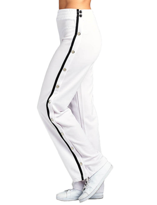 CASUAL ELASTIC SIDE SNAP BUTTON ON TRACK LONG WIDE LEG PANTS NEWP53
