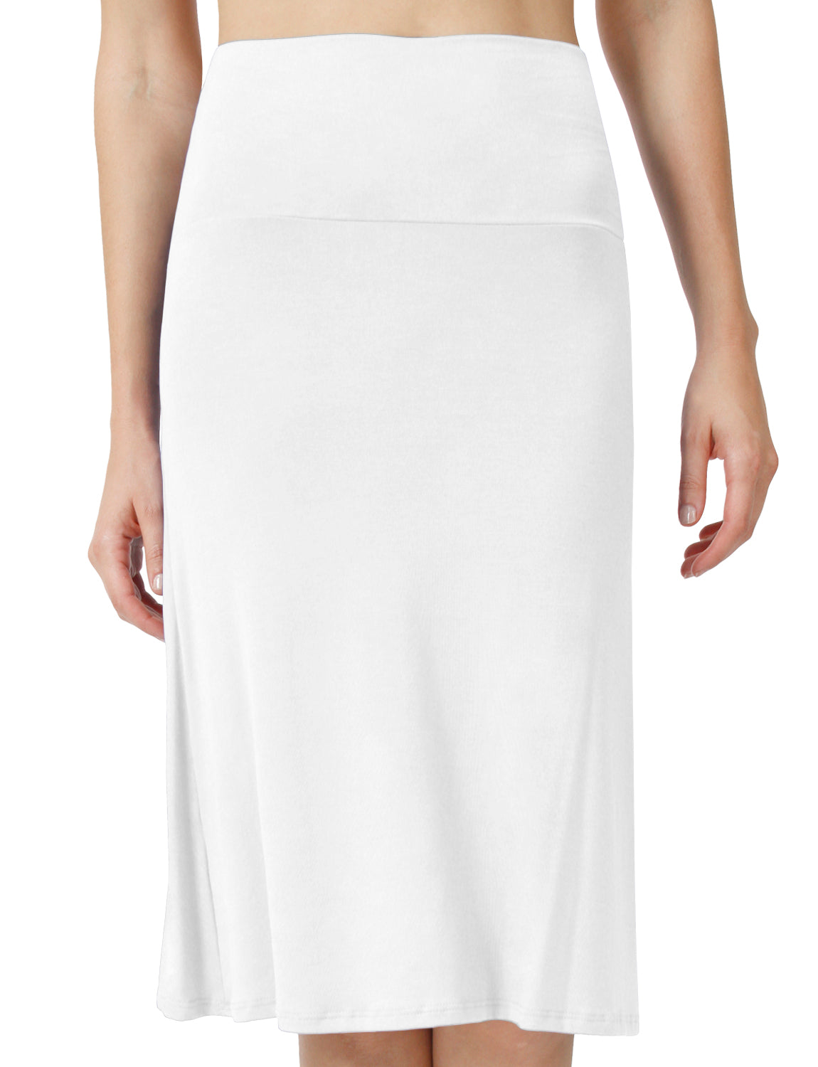 SOLID LIGHT WEIGHT MID LENGTH FLAWHITE MAXI SKIRT NEWSK15