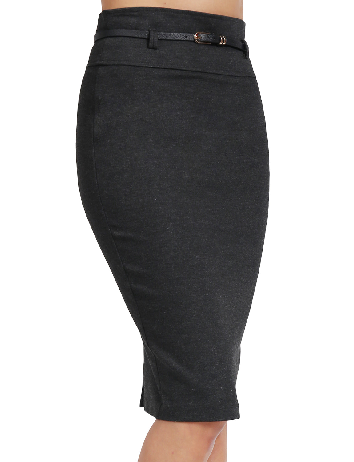 BASIC SOLID KNEE LENGTH WORK OFFICE PENCIL SKIRTS WITH BELT NEWSK35