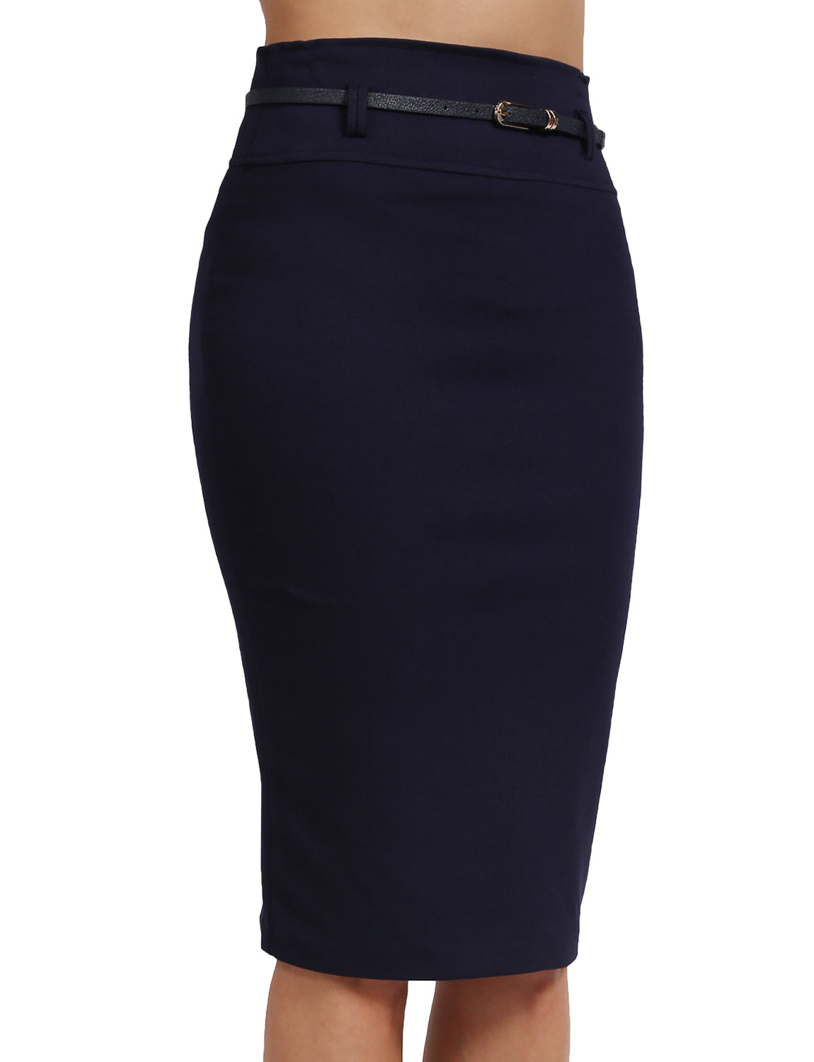 BASIC SOLID KNEE LENGTH WORK OFFICE PENCIL SKIRTS WITH BELT NEWSK35