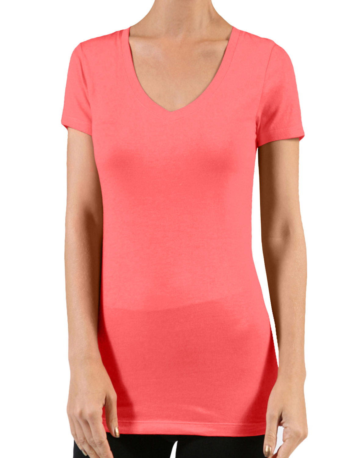 LIGHT WEIGHT SHORT SLEEVE COTTON V-NECK T-SHIRTS NEWT135