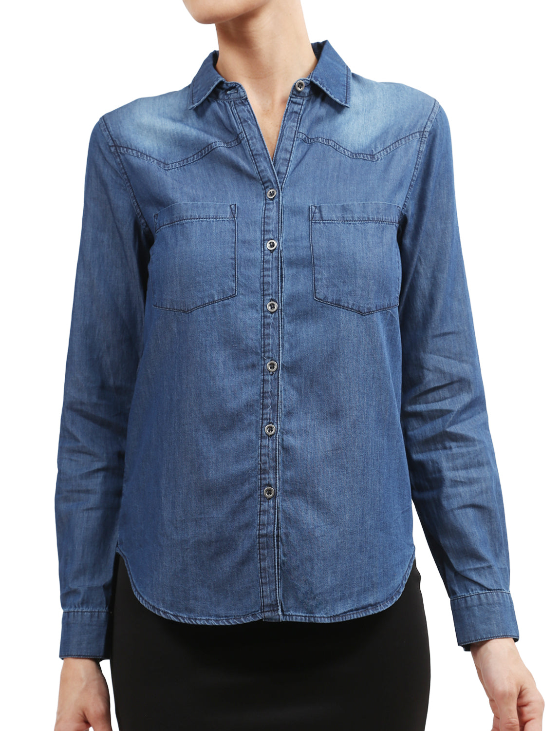 LIGHT WEIGHT FRONT POCKET LONG SLEEVE BUTTON DOWN SHIRTS NEWT190 PLUS