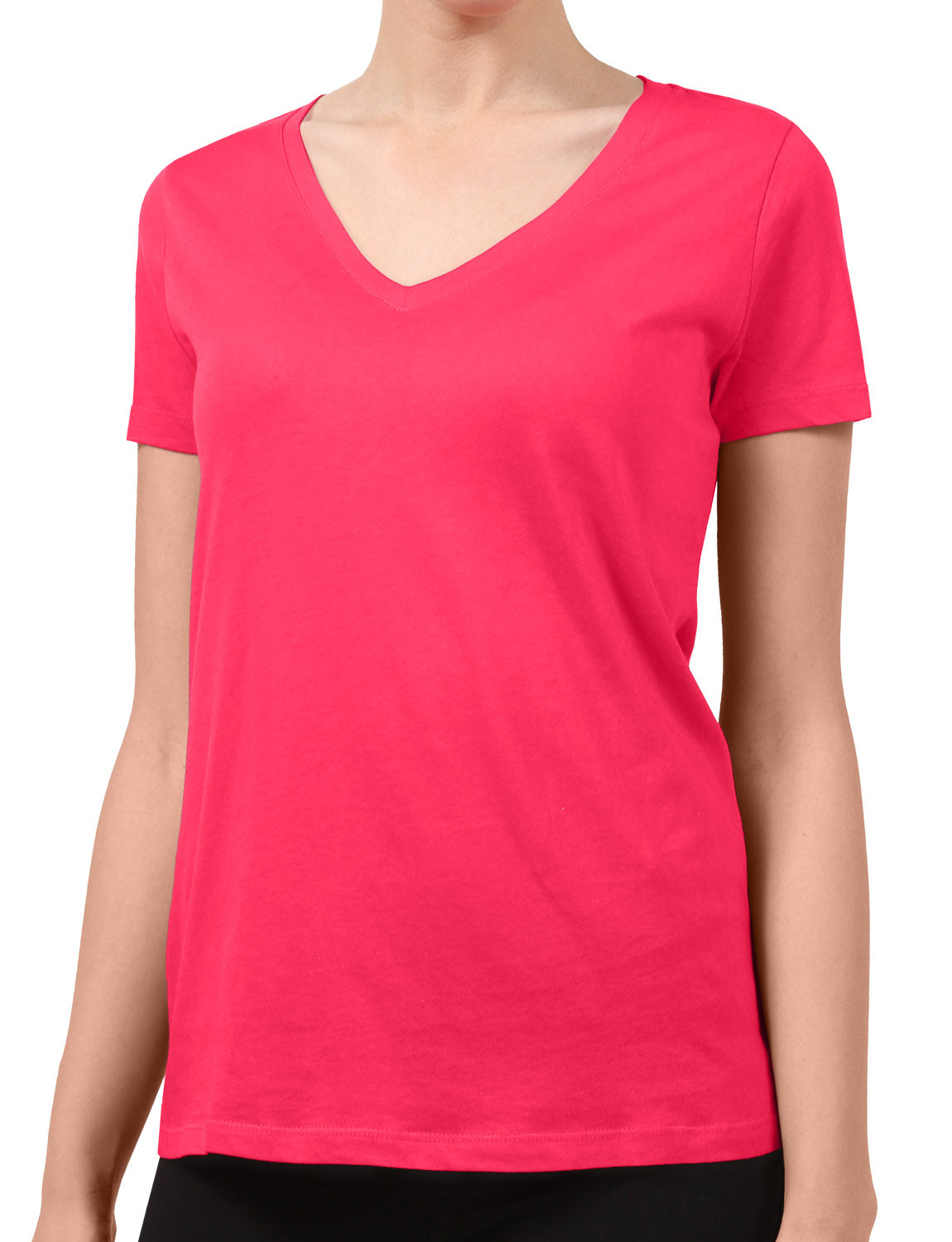 LIGHT WEIGHT BASIC SHORT SLEEVE V-NECK CASUAL T-SHIRTS NEWT211