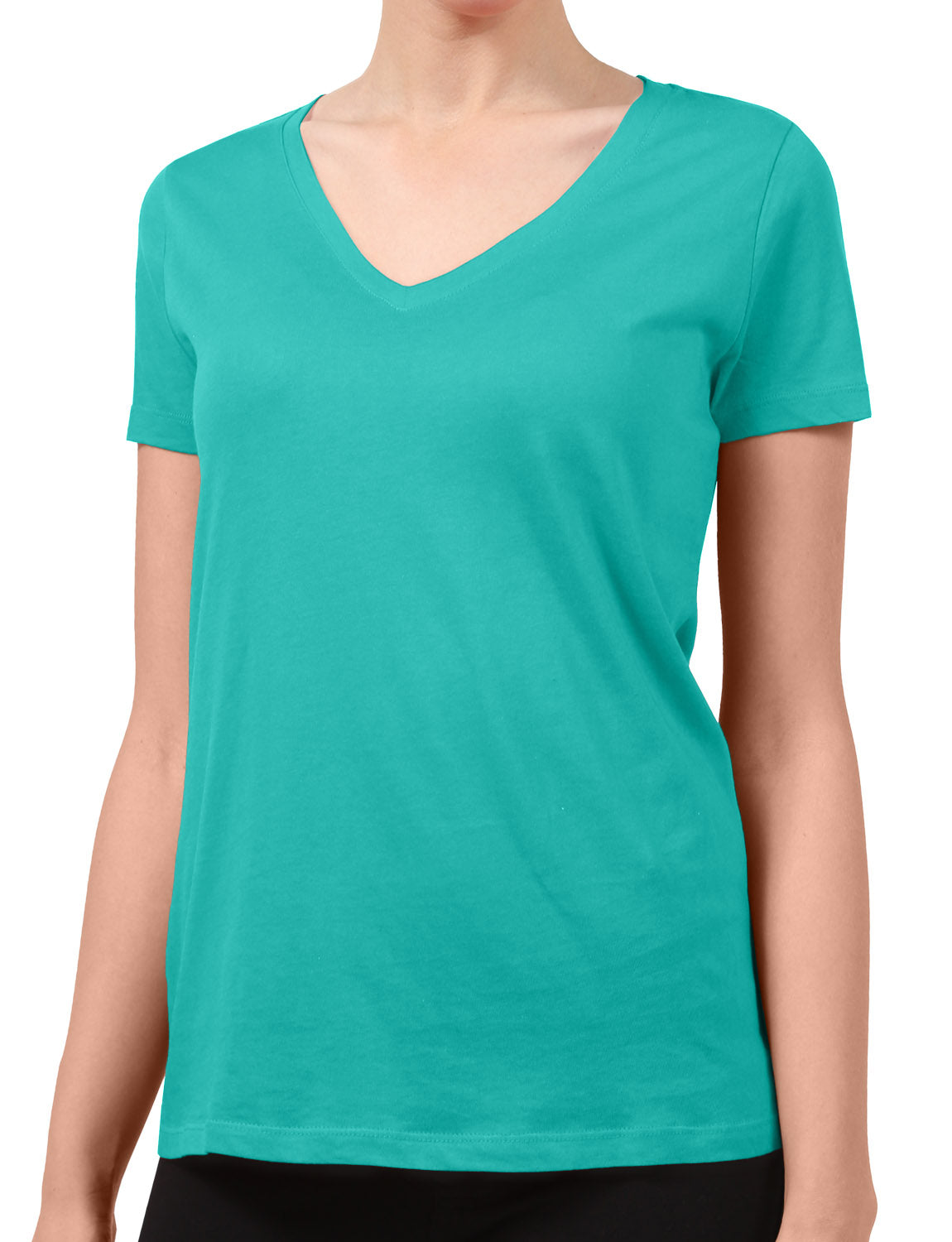 LIGHT WEIGHT BASIC SHORT SLEEVE V-NECK CASUAL T-SHIRTS NEWT211