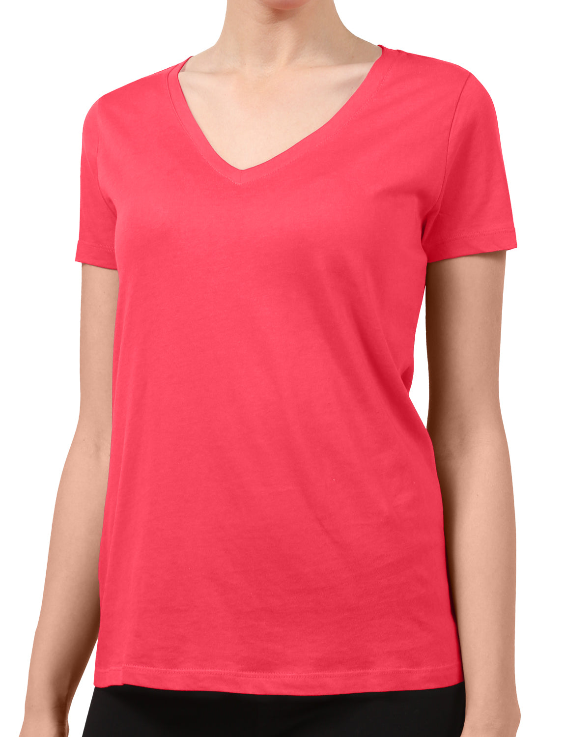 LIGHT WEIGHT BASIC SHORT SLEEVE V-NECK CASUAL T-SHIRTS NEWT211