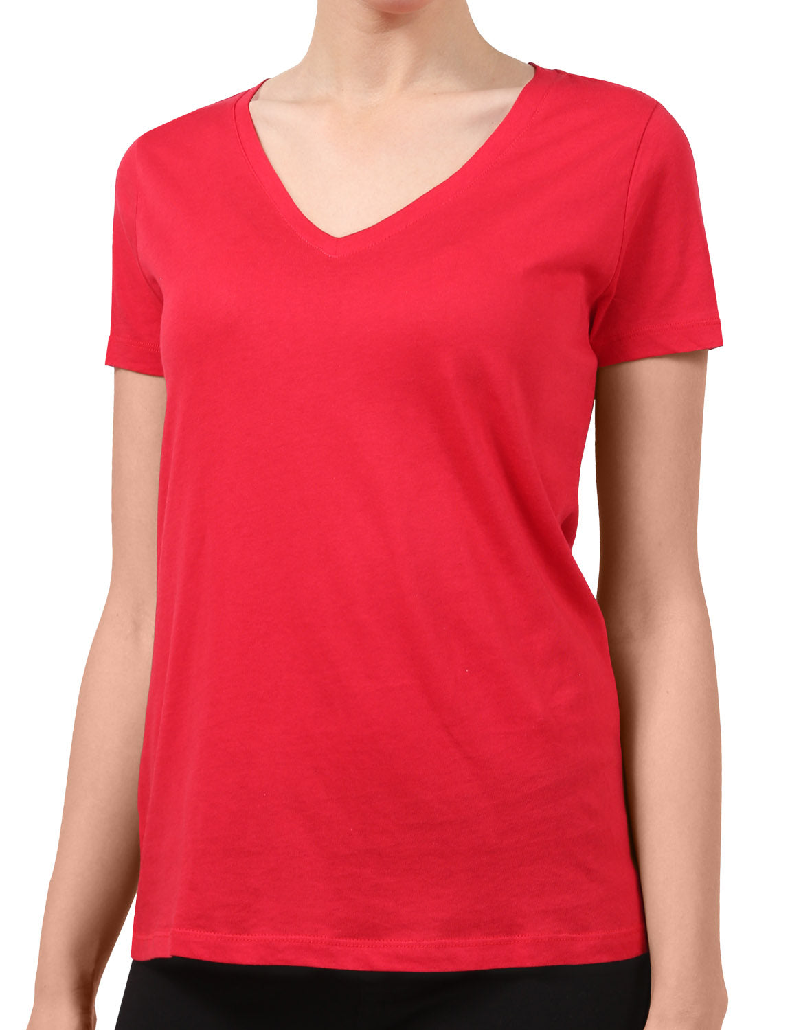 LIGHT WEIGHT BASIC SHORT SLEEVE V-NECK CASUAL T-SHIRTS NEWT211