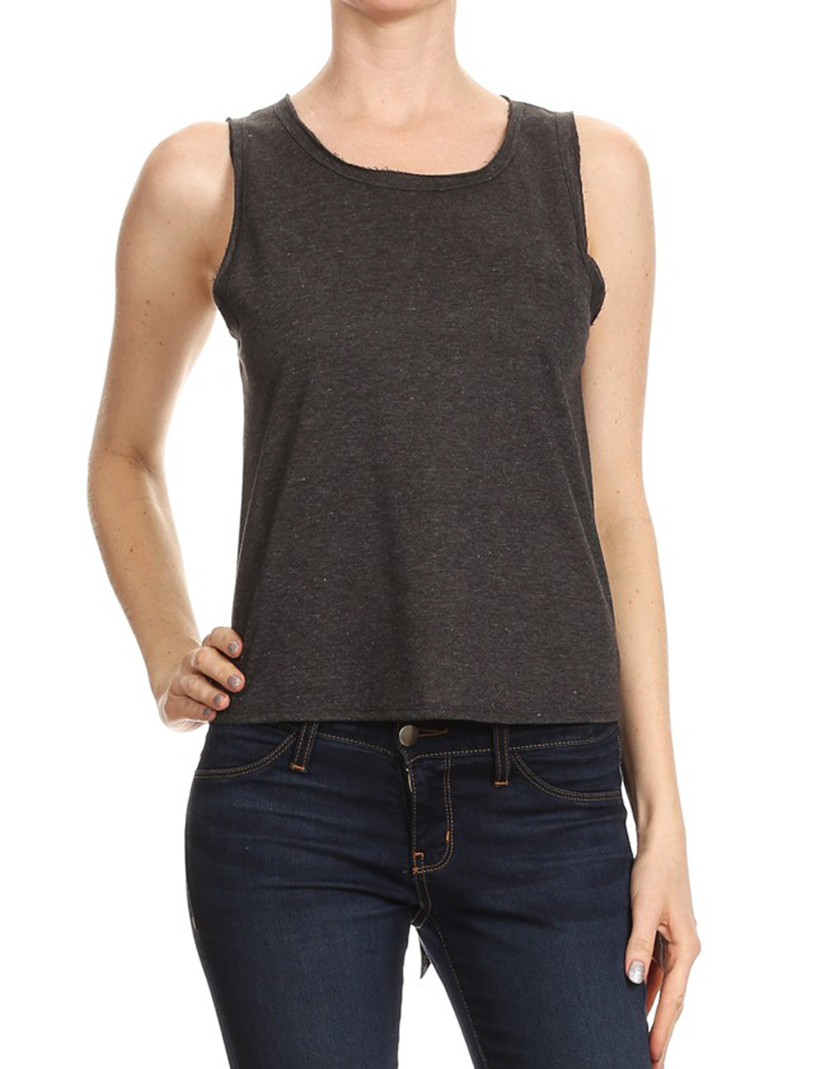 LIGHT WEIGHT TERRY SLEEVELESS TOP WITH OPEN BACK NEWT283 PLUS