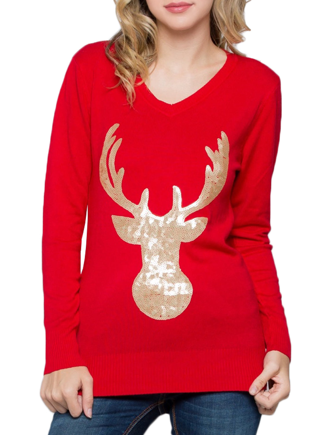 RUDOLPH LONG SLEEVE FLAT SEQUINS TOP SWEATER NEWT305