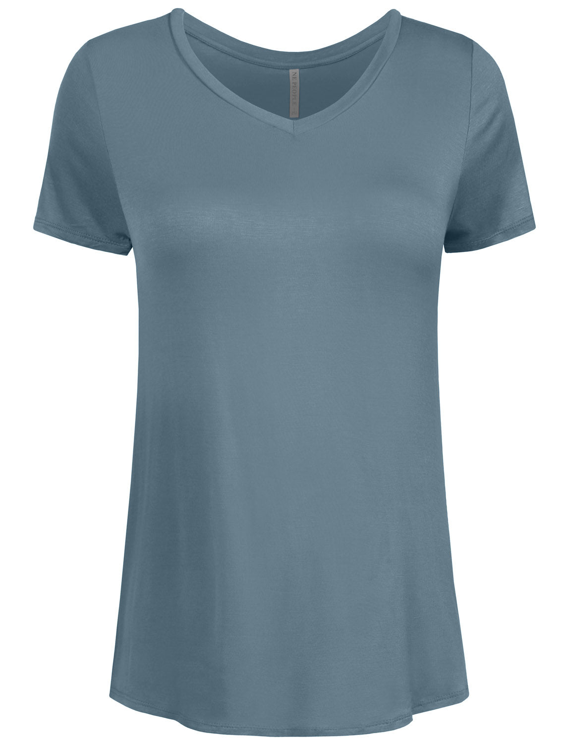 BASIC SIMPLE SHORTS SLEEVE V-NECK SPANDEX T-SHIRTS NEWT308