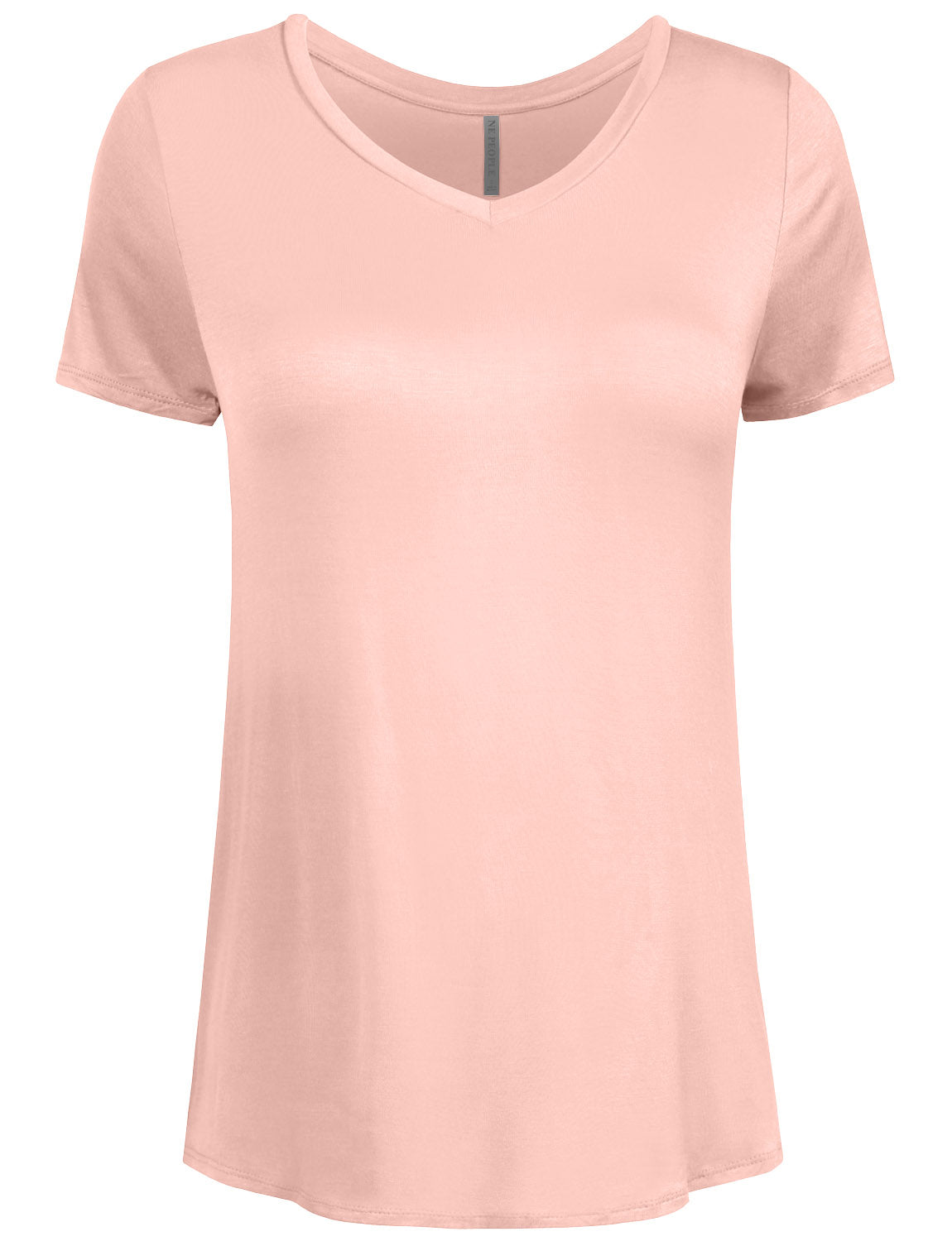 BASIC SIMPLE SHORTS SLEEVE V-NECK SPANDEX T-SHIRTS NEWT308