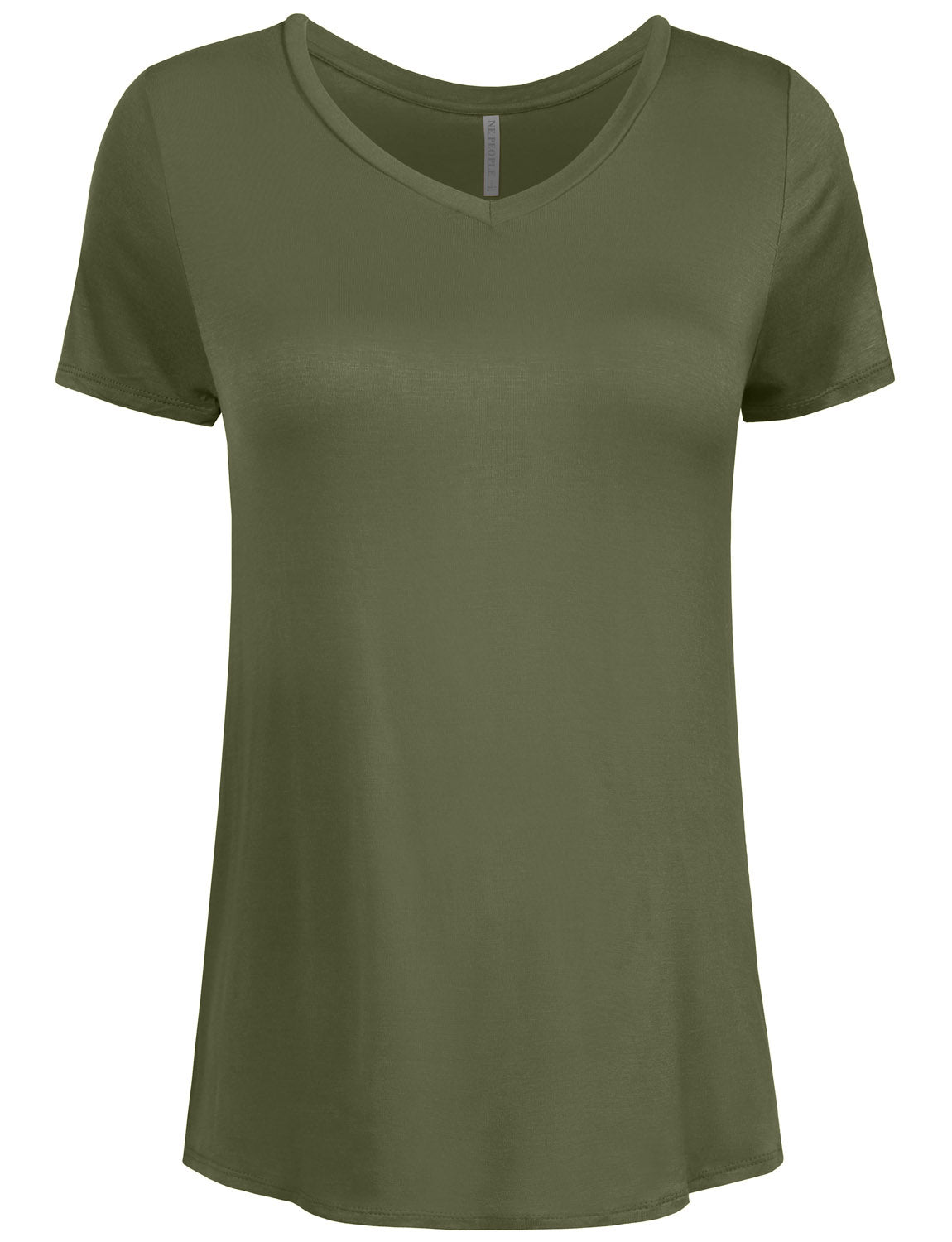 BASIC SIMPLE SHORTS SLEEVE V-NECK SPANDEX T-SHIRTS NEWT308