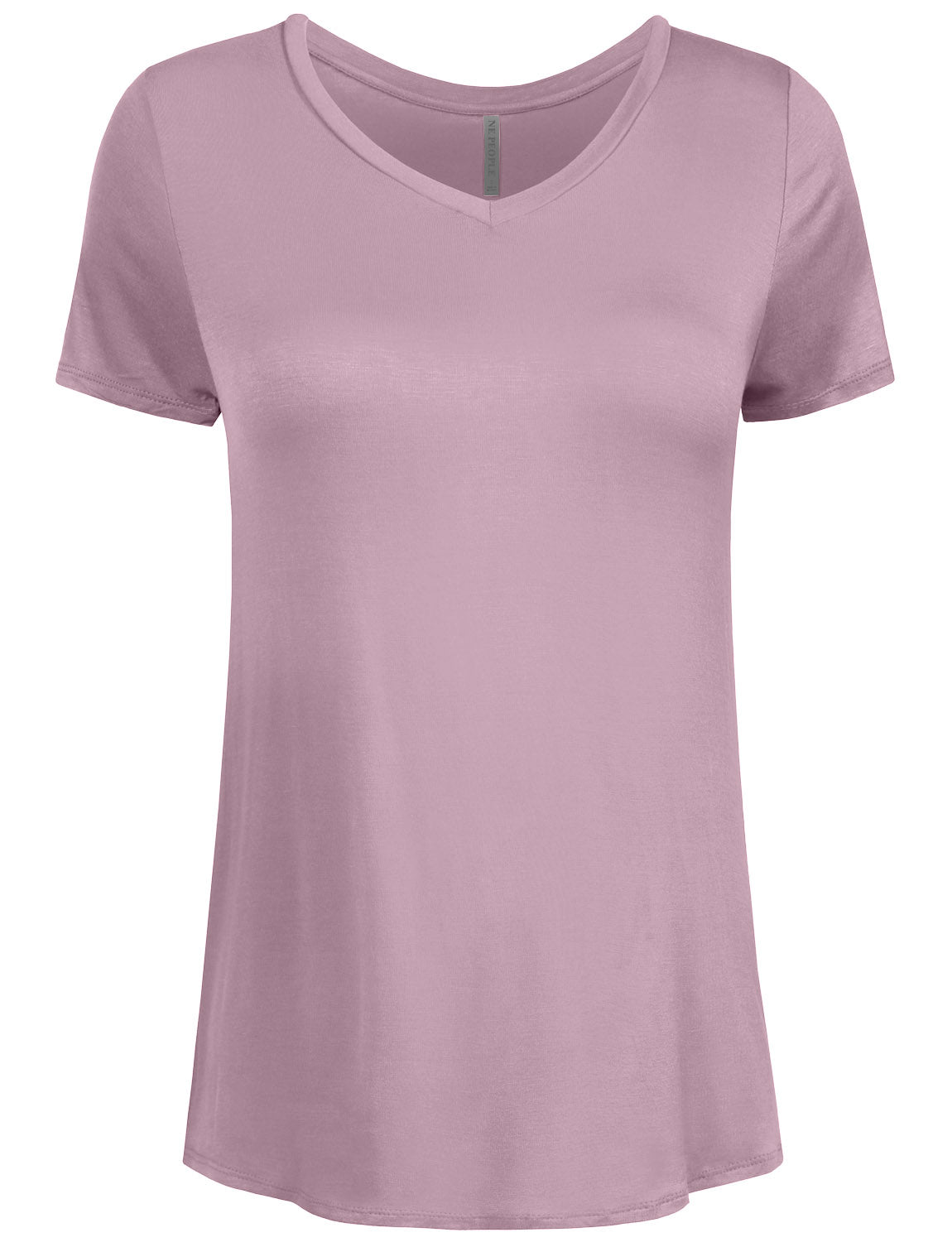 BASIC SIMPLE SHORTS SLEEVE V-NECK SPANDEX T-SHIRTS NEWT308