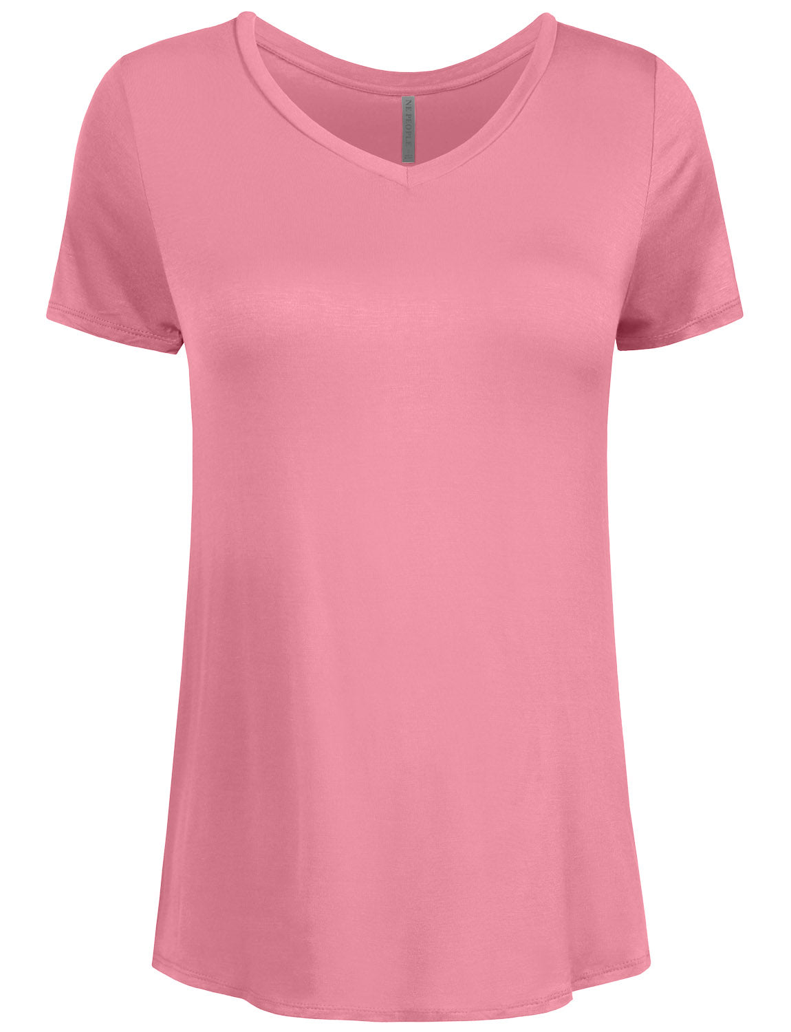 BASIC SIMPLE SHORTS SLEEVE V-NECK SPANDEX T-SHIRTS NEWT308