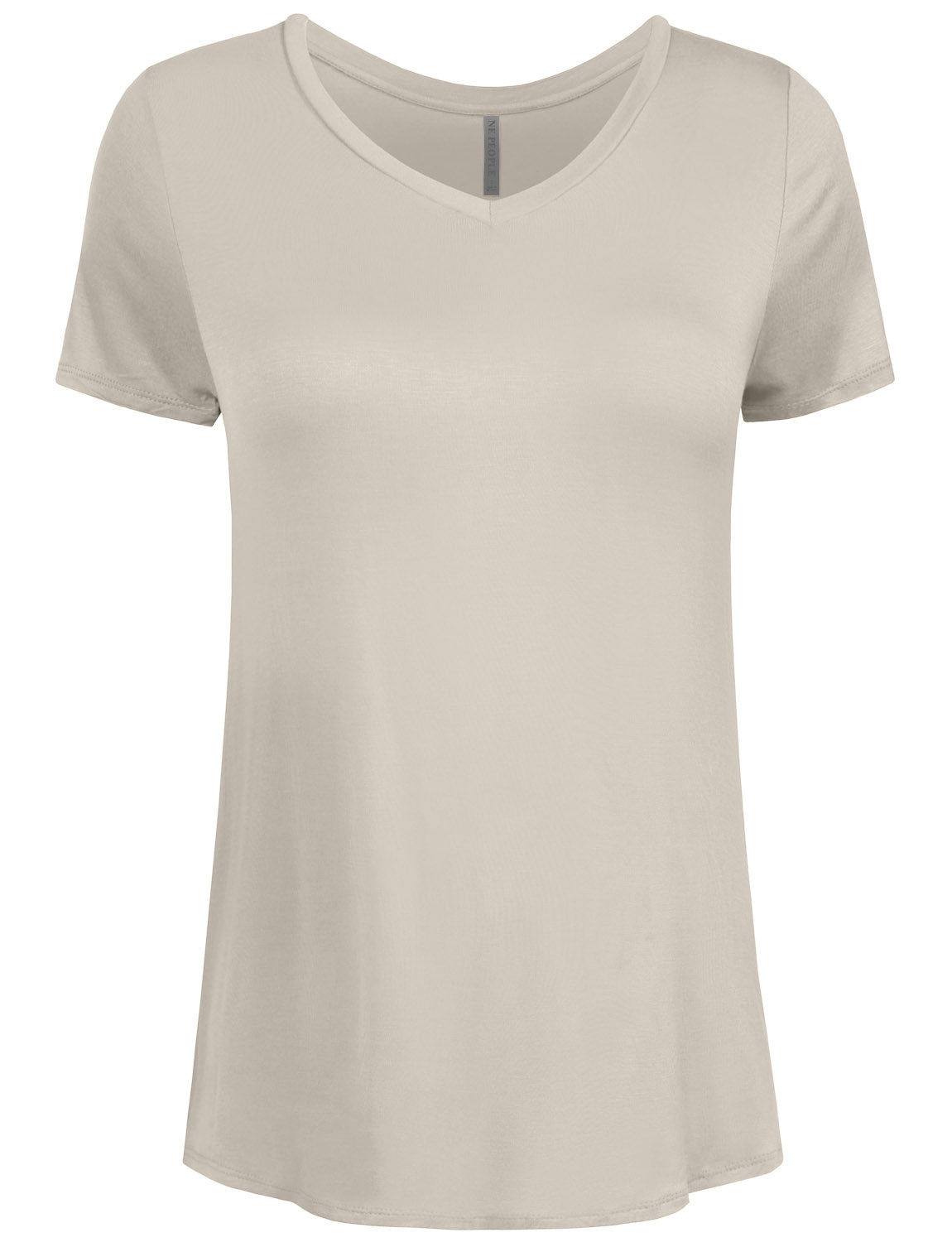BASIC SIMPLE SHORTS SLEEVE V-NECK SPANDEX T-SHIRTS NEWT308