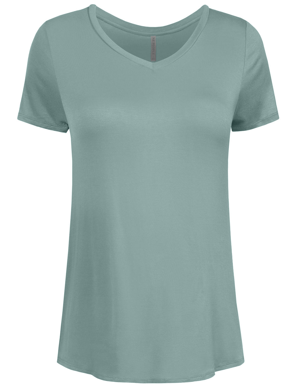 BASIC SIMPLE SHORTS SLEEVE V-NECK SPANDEX T-SHIRTS NEWT308