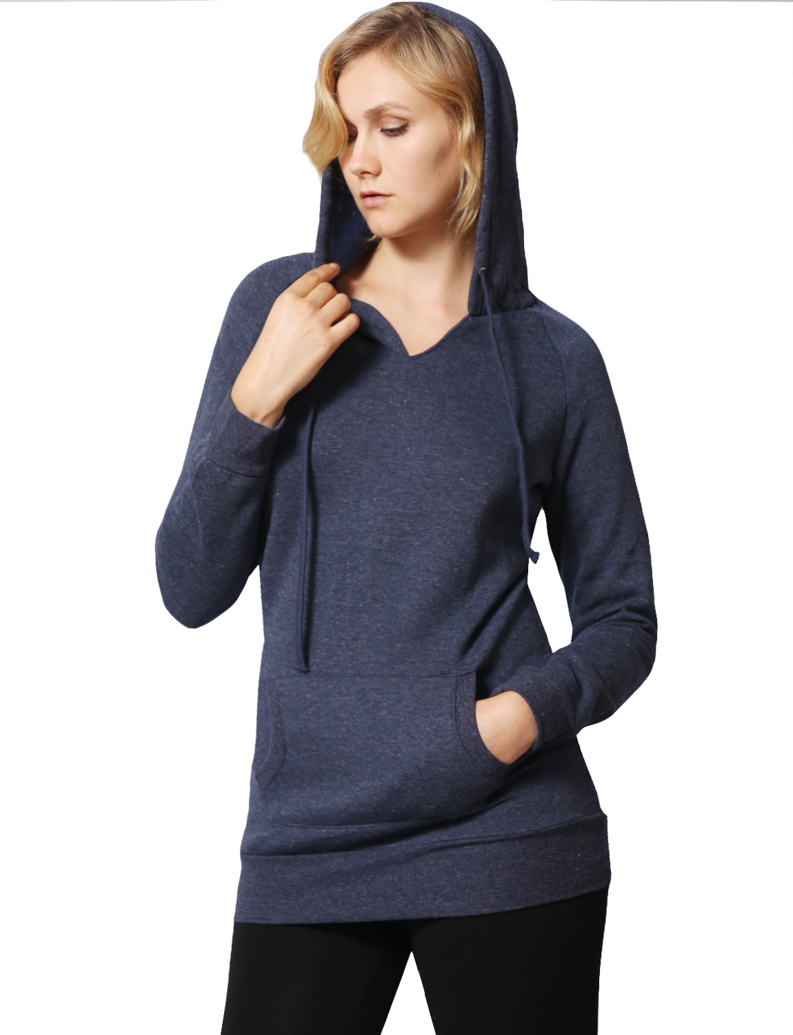 WOMEN BASIC SOLID COMFORTABLE PULLOVER HOODIE NEWT315