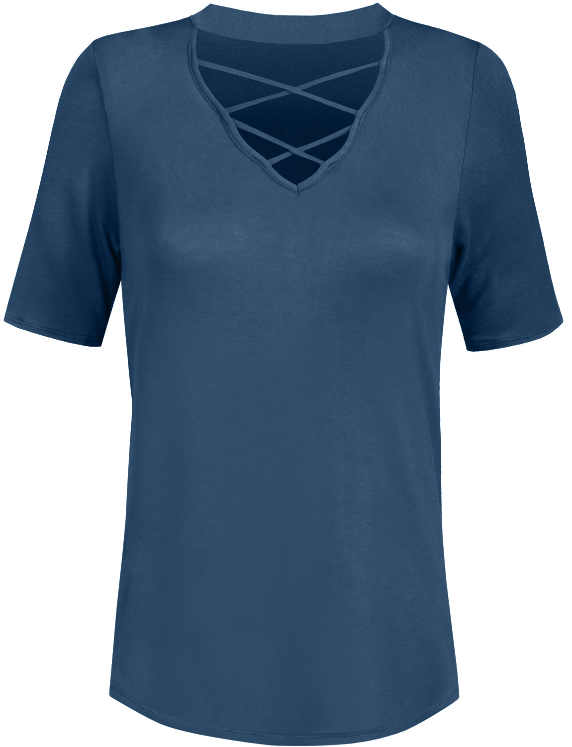 SHORT SLEEVE CROSS STRAP WITH CHOKER NECK SPANDEX TOP NEWT328