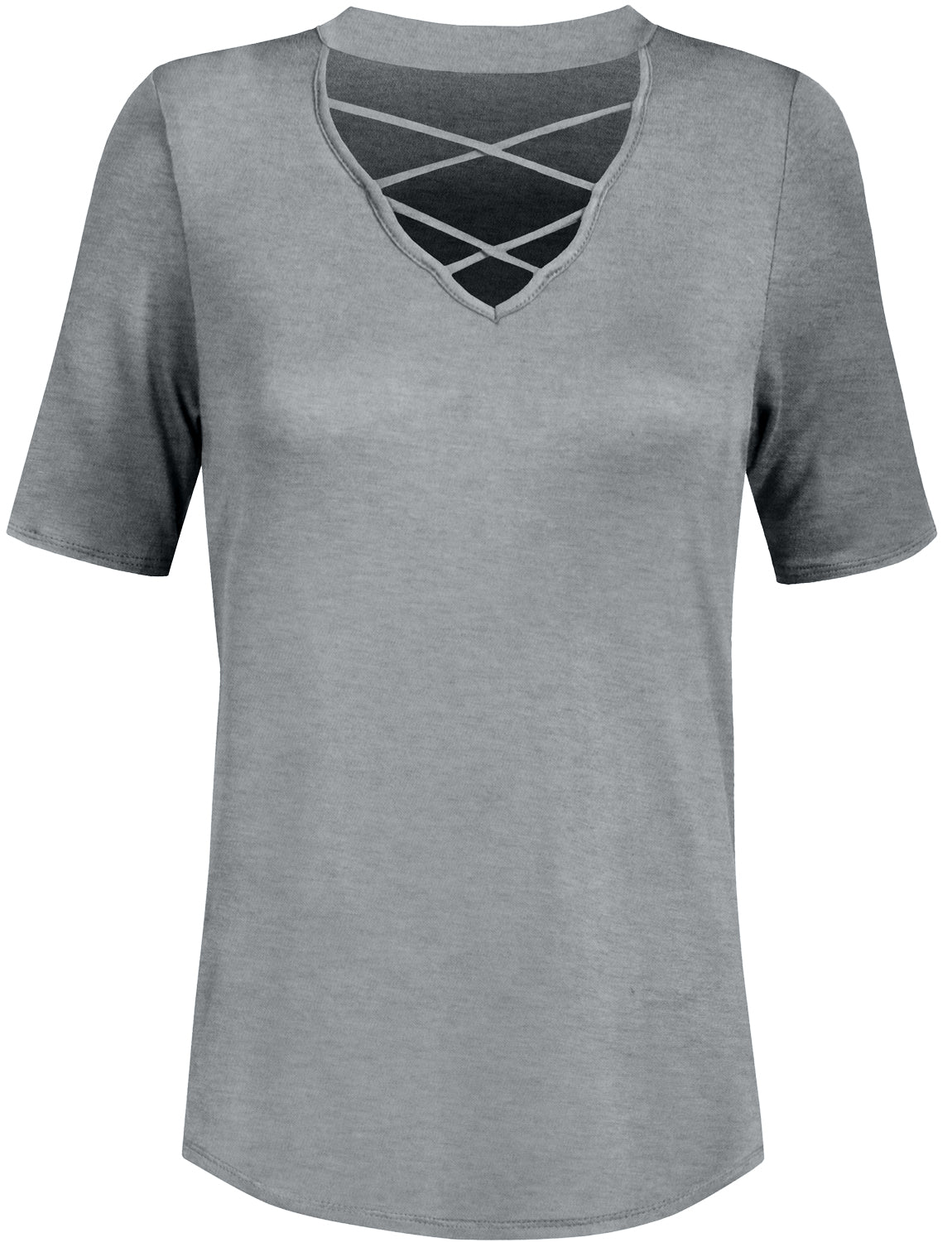 SHORT SLEEVE CROSS STRAP WITH CHOKER NECK SPANDEX TOP NEWT328
