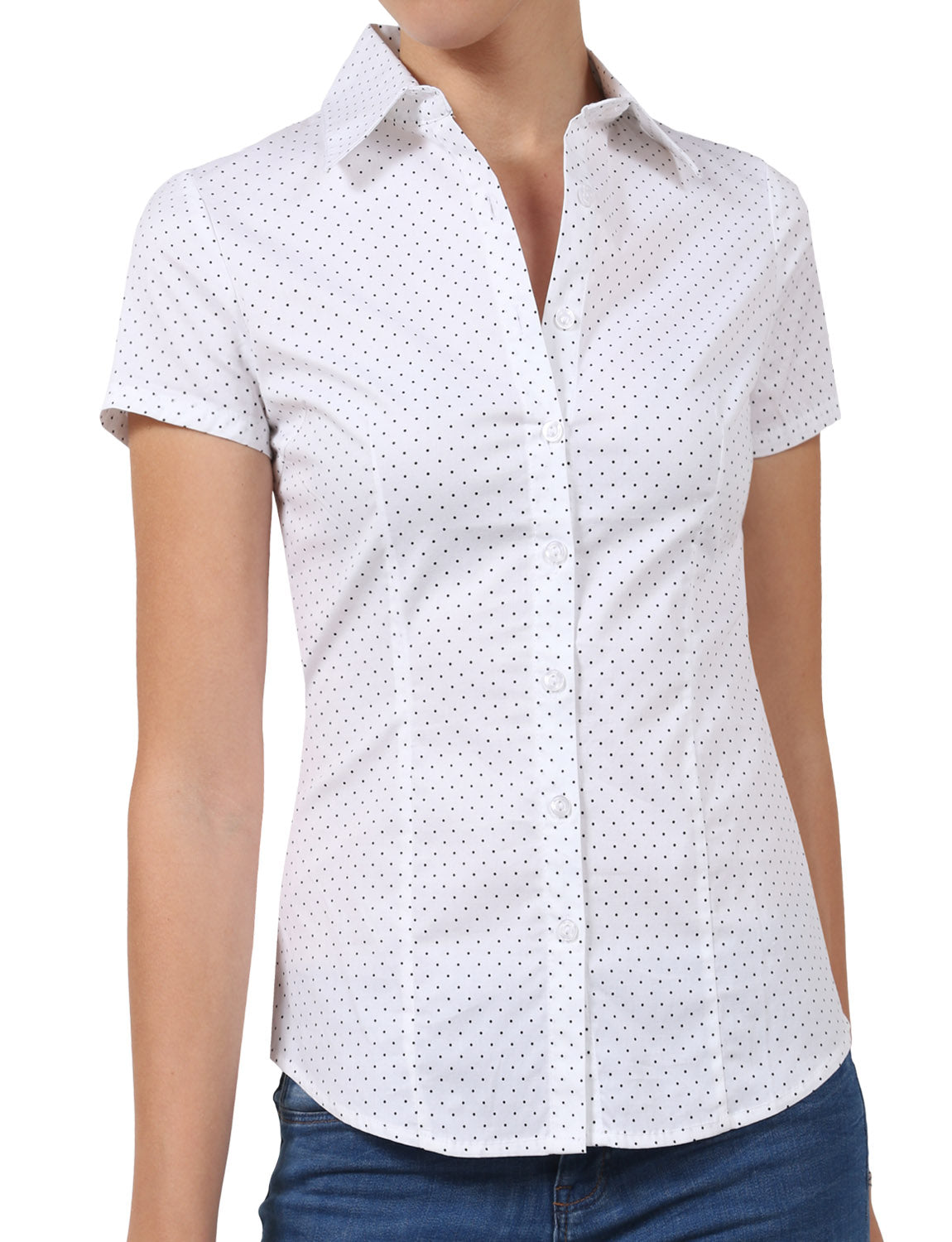 LIGHT WEIGHT SHORT SLEEVE TAILORED POLKA DOT BUTTON DOWN DRESS SHIRTS NEWT57