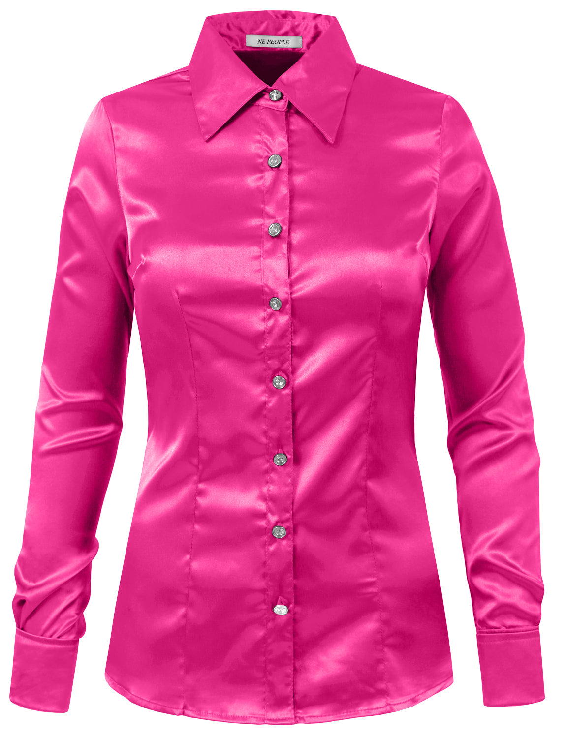 LIGHT WEIGHT LONG CUFF SLEEVE BUTTON DOWN SATIN SHIRTS NEWT74 PLUS