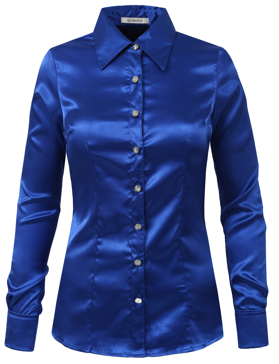 LIGHT WEIGHT LONG CUFF SLEEVE BUTTON DOWN SATIN SHIRTS NEWT74