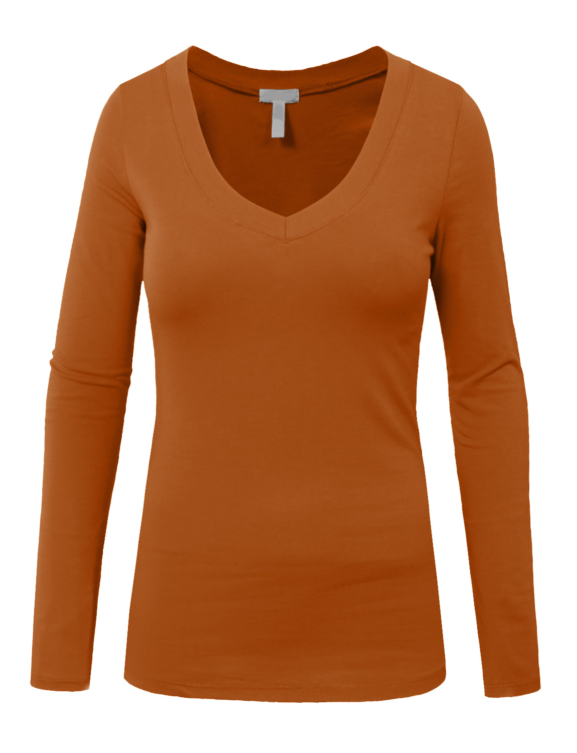 LIGHT WEIGHT BASIC LONG SLEEVE V-NECK CASUAL T-SHIRTS NEWT77