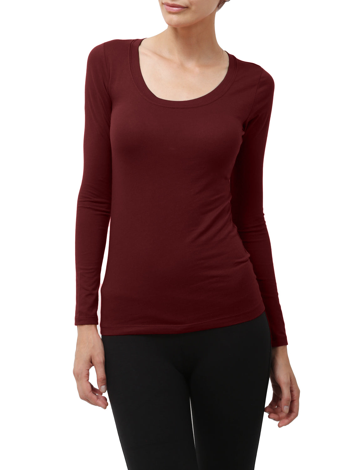 LIGHT WEIGHT BASIC LONG SLEEVE ROUND SCOOP NECK SHIRTS NEWT79 PLUS