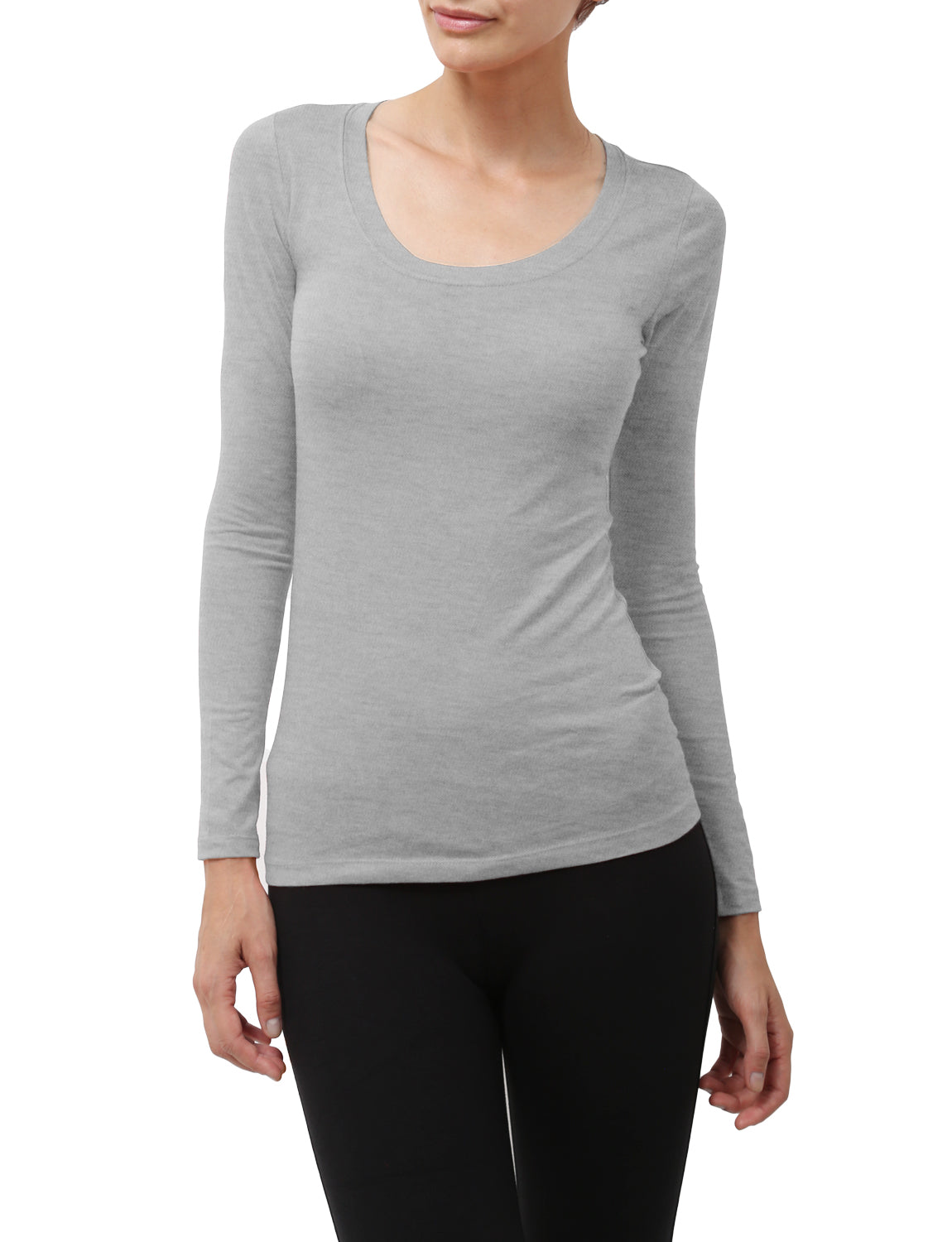LIGHT WEIGHT BASIC LONG SLEEVE ROUND SCOOP NECK SHIRTS NEWT79 PLUS